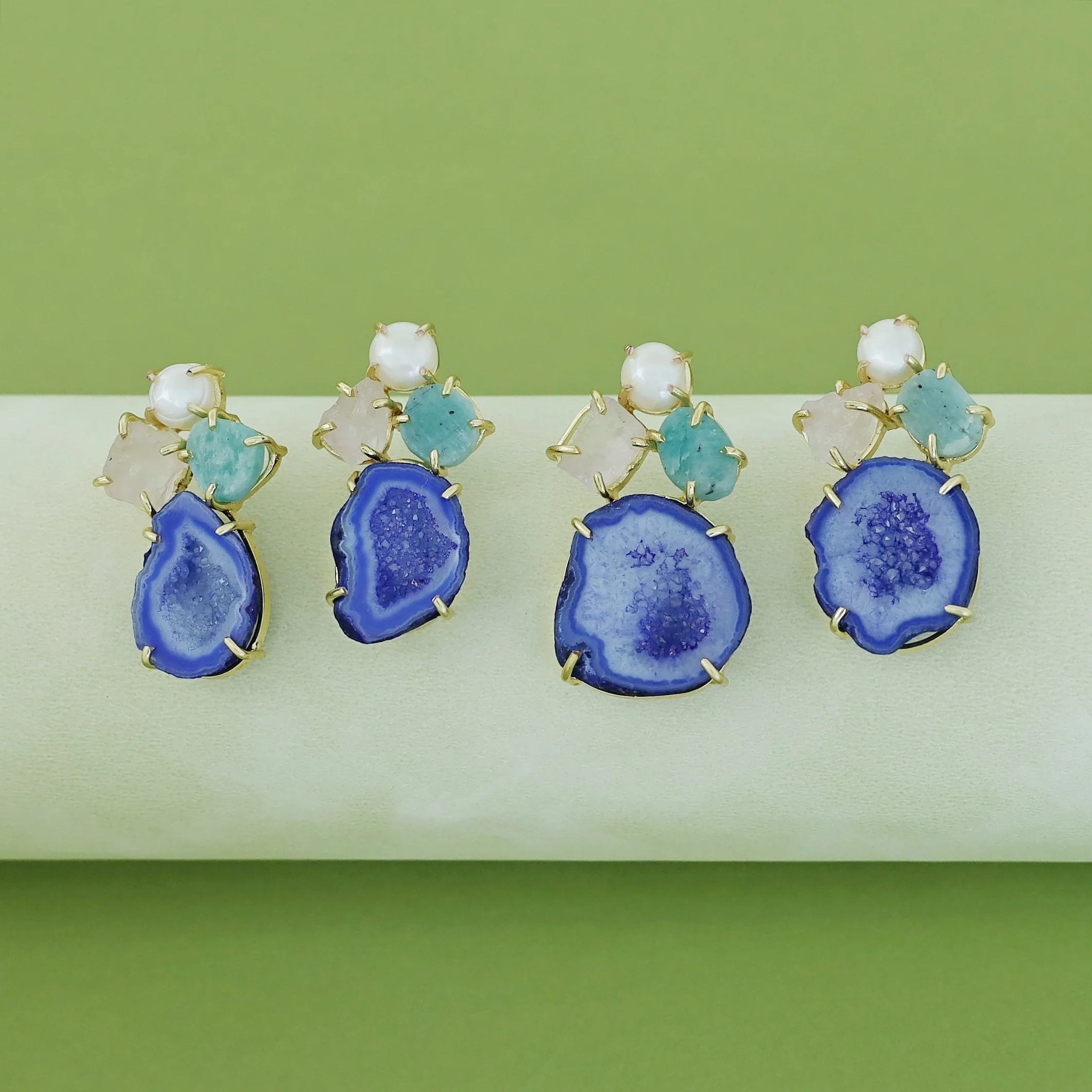 Agate Raw Stone + Pearl Earring - Image 3