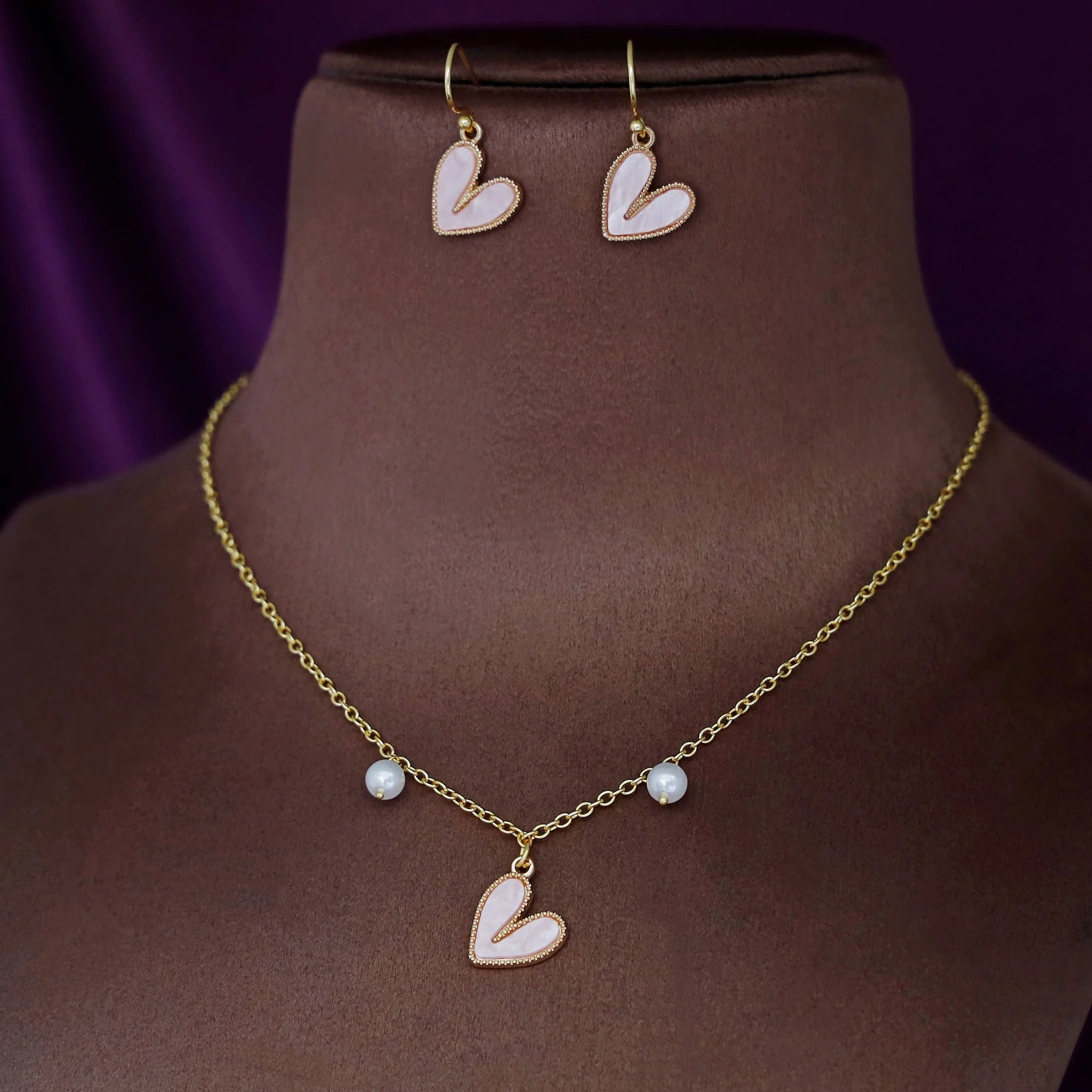 Ahava Pearl Heart Neckpiece With Drop - Image 3
