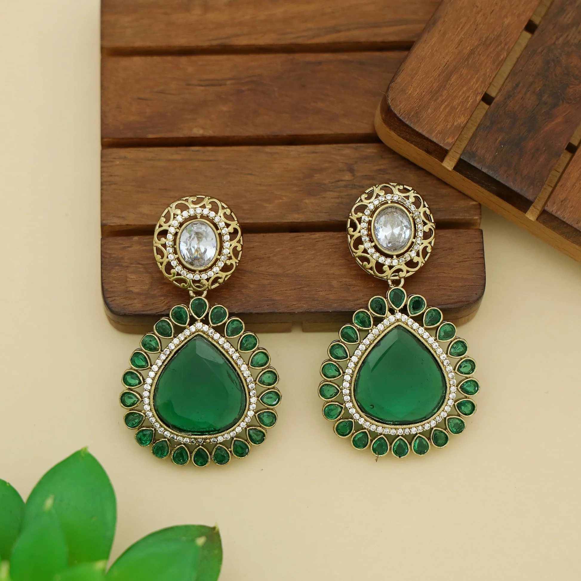 Aheeza Rain Drop Glossy Stone Earring - Image 6