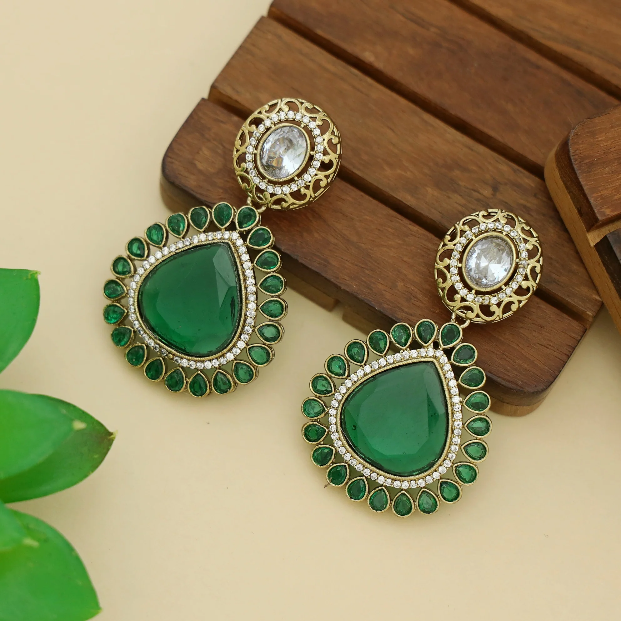 Aheeza Rain Drop Glossy Stone Earring - Image 7