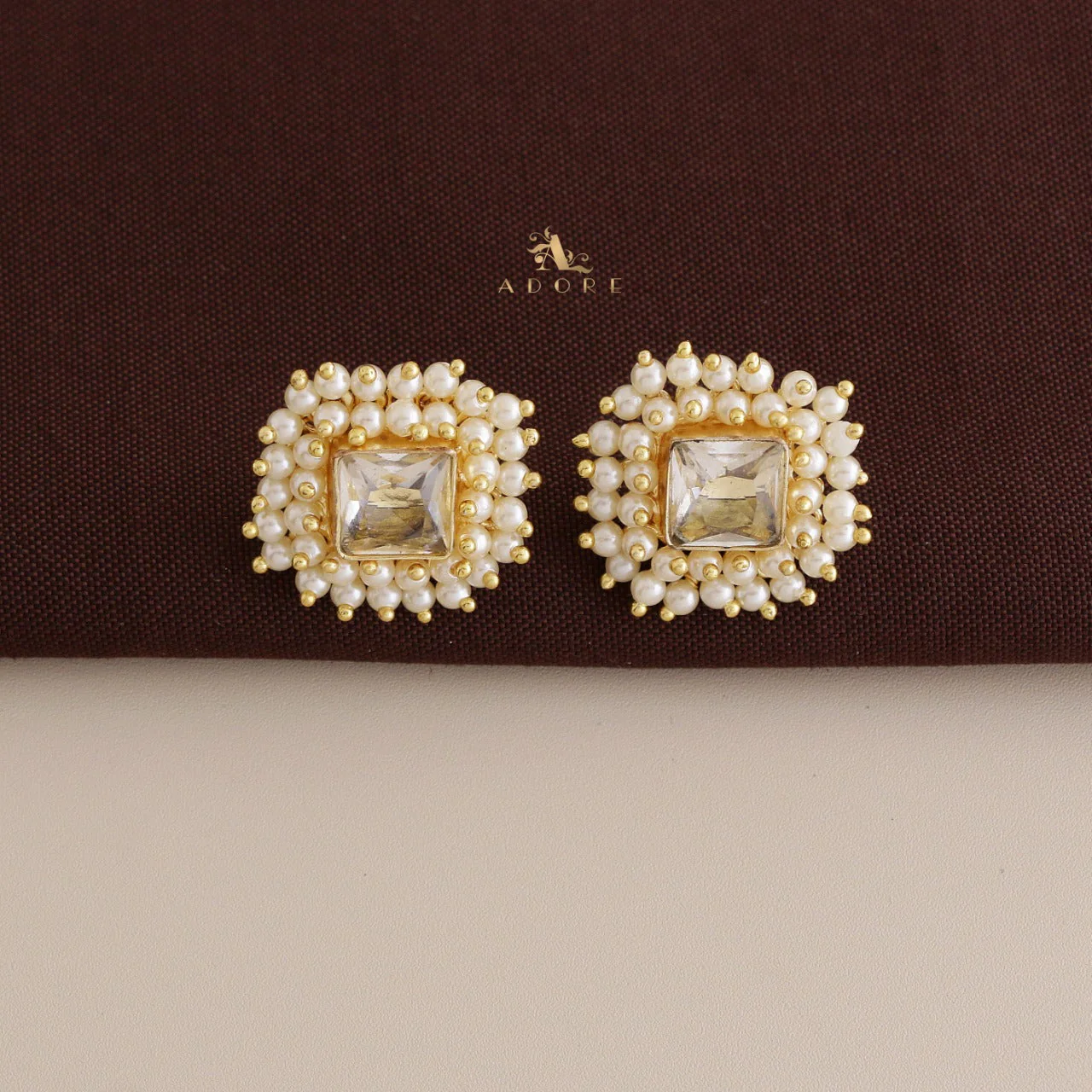 Ahelia Glossy Square Cluster Pearl Earring - Image 9