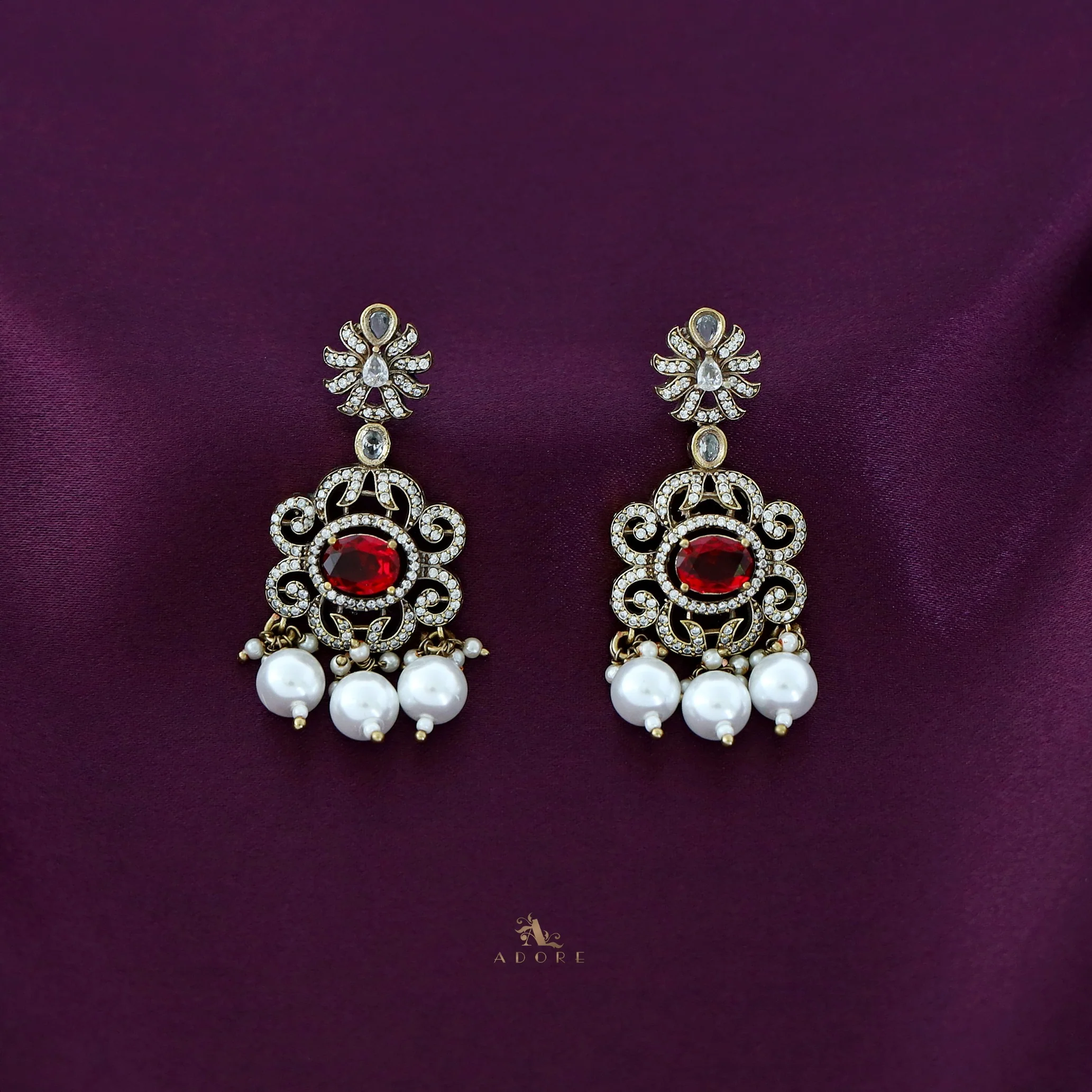 Ailsa Glossy Stone Pearl Neck Cuff With Earring - Image 6