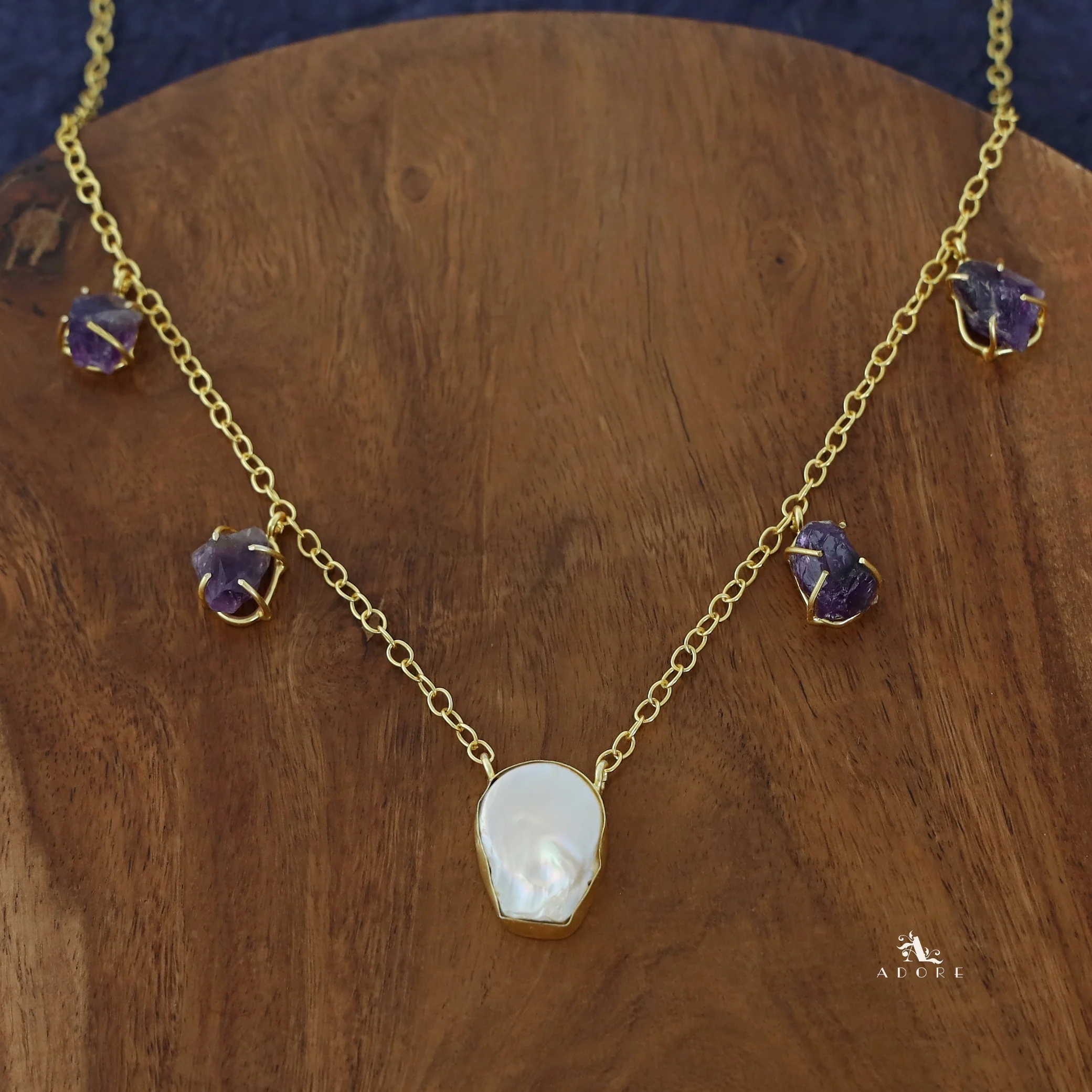 Aishani Golden Tetra Raw Stone + Baroque Neckpiece - Image 2