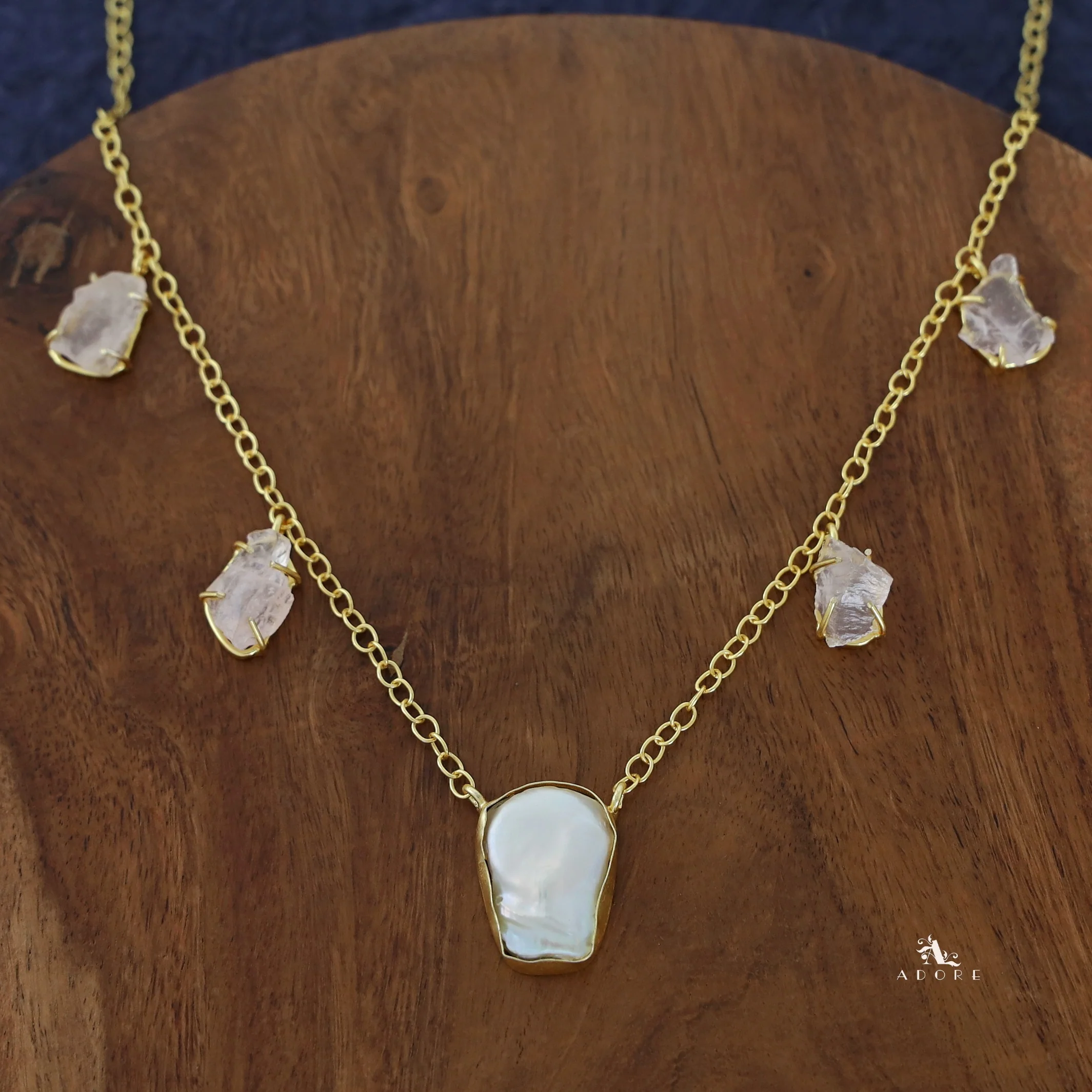 Aishani Golden Tetra Raw Stone + Baroque Neckpiece - Image 3