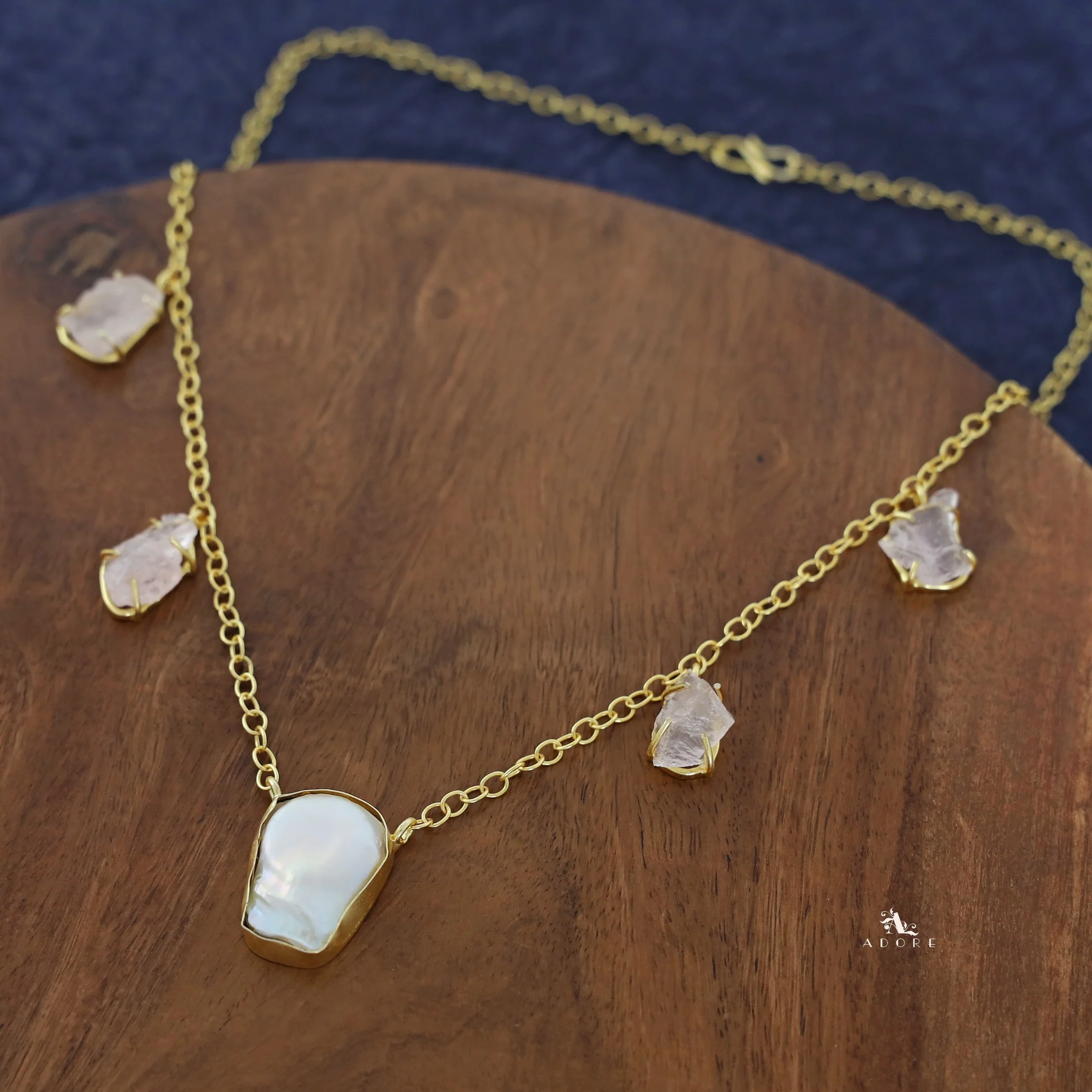 Aishani Golden Tetra Raw Stone + Baroque Neckpiece - Image 4