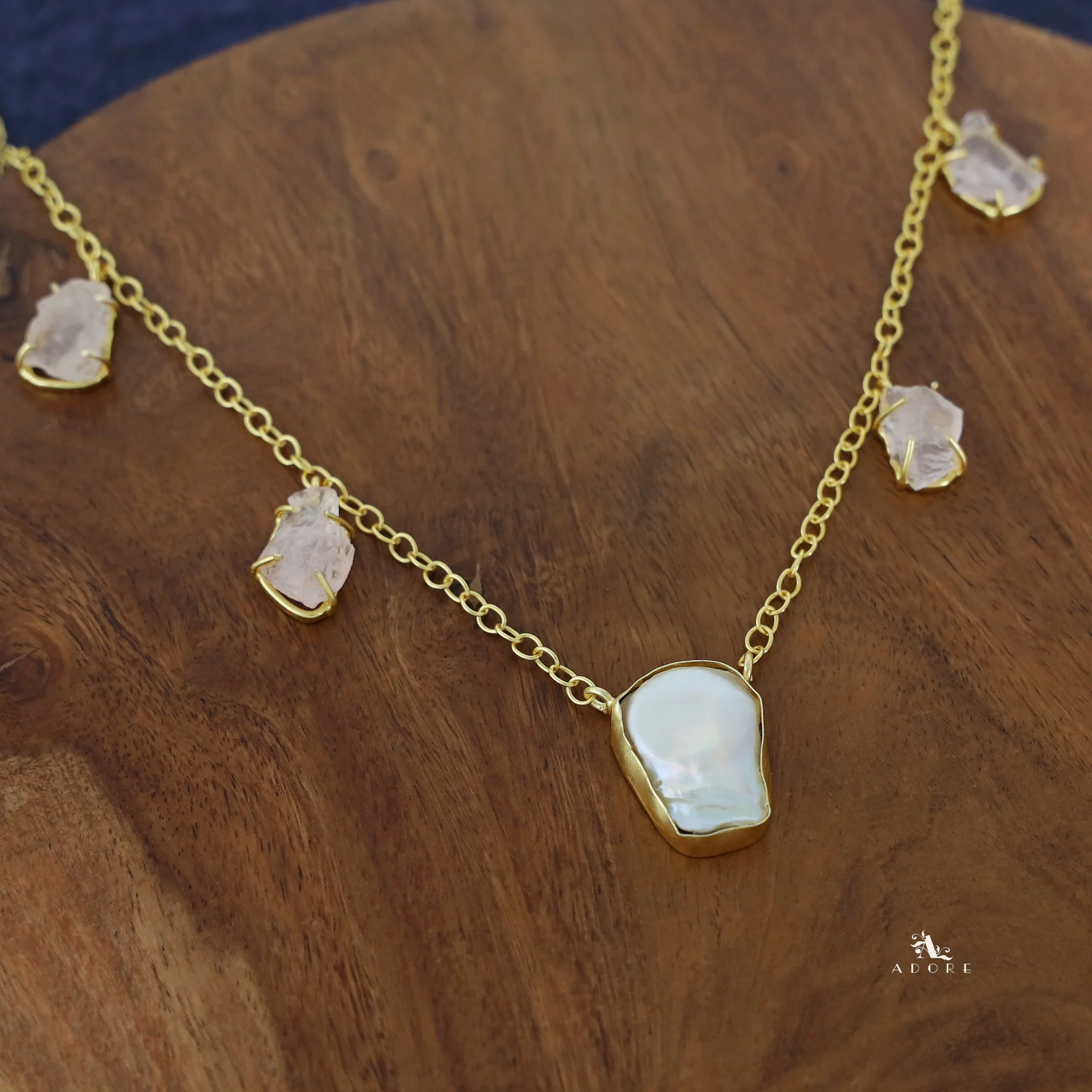 Aishani Golden Tetra Raw Stone + Baroque Neckpiece - Image 5
