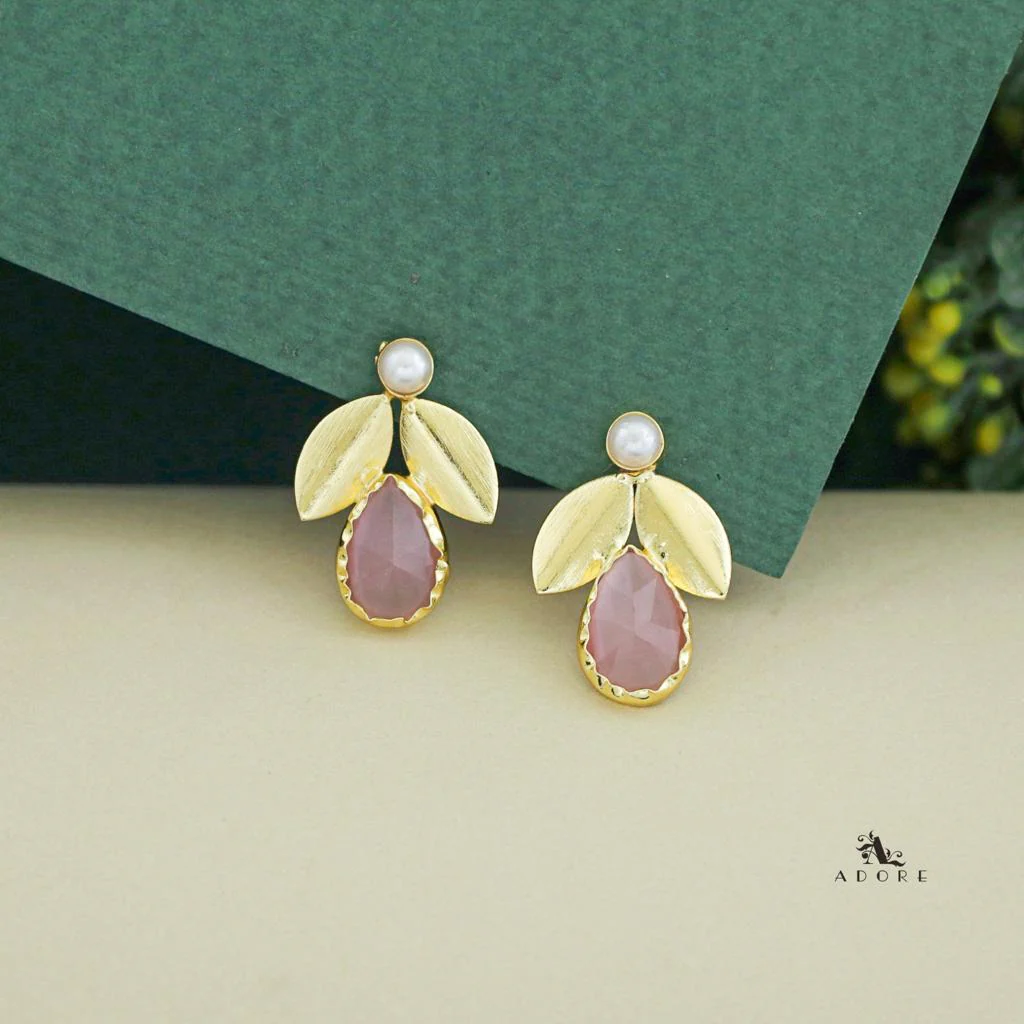 Ajala 2 Fold Leaf Glossy With Pearl Earring - Image 10