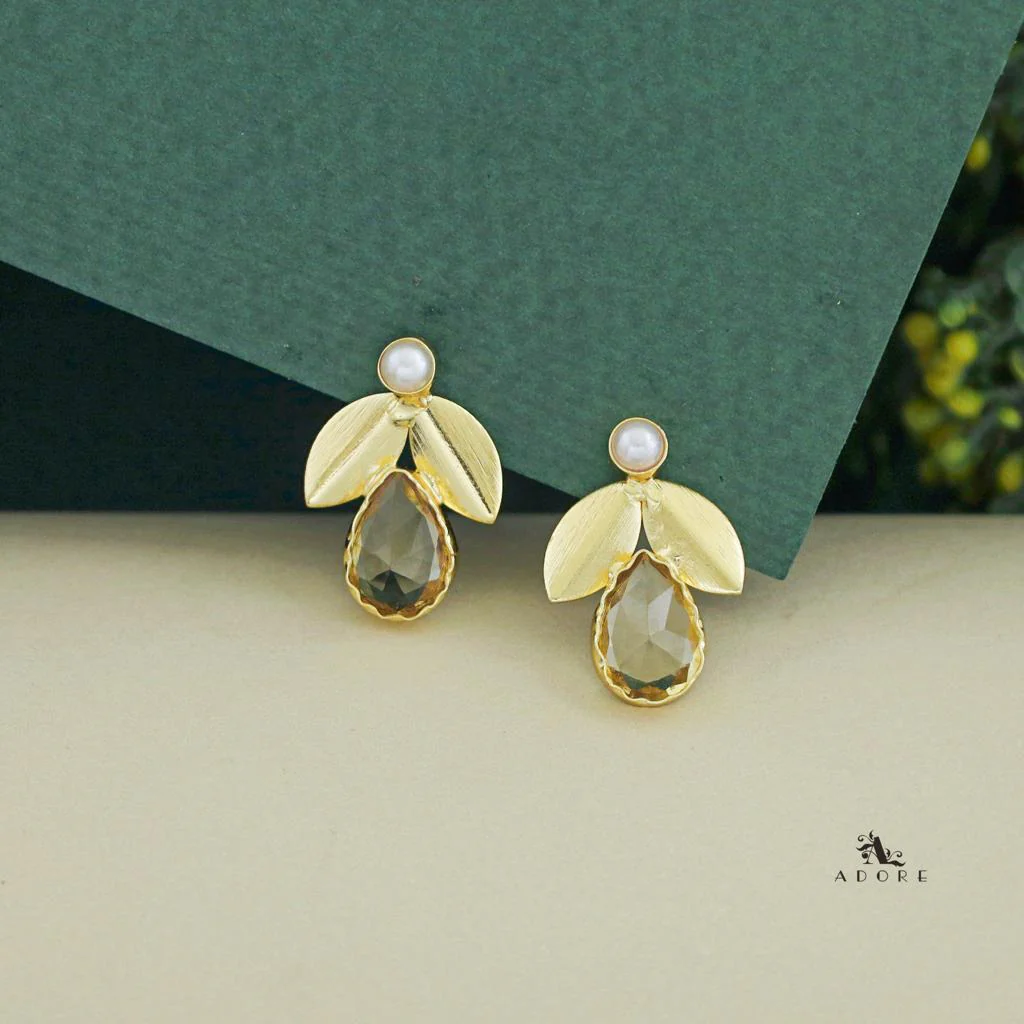 Ajala 2 Fold Leaf Glossy With Pearl Earring - Image 12