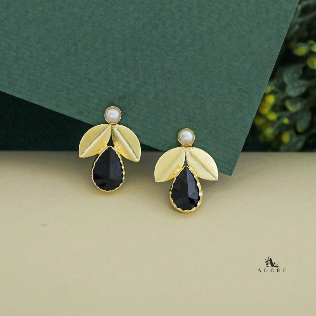 Ajala 2 Fold Leaf Glossy With Pearl Earring - Image 13