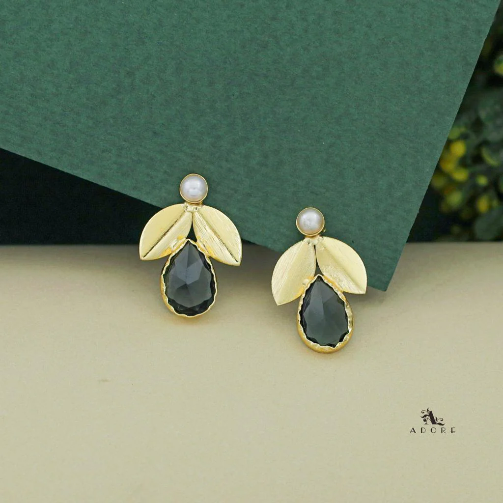 Ajala 2 Fold Leaf Glossy With Pearl Earring - Image 14