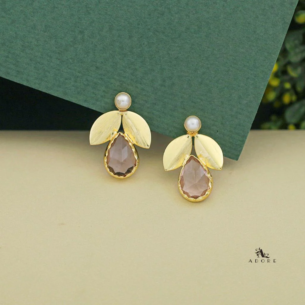 Ajala 2 Fold Leaf Glossy With Pearl Earring - Image 16