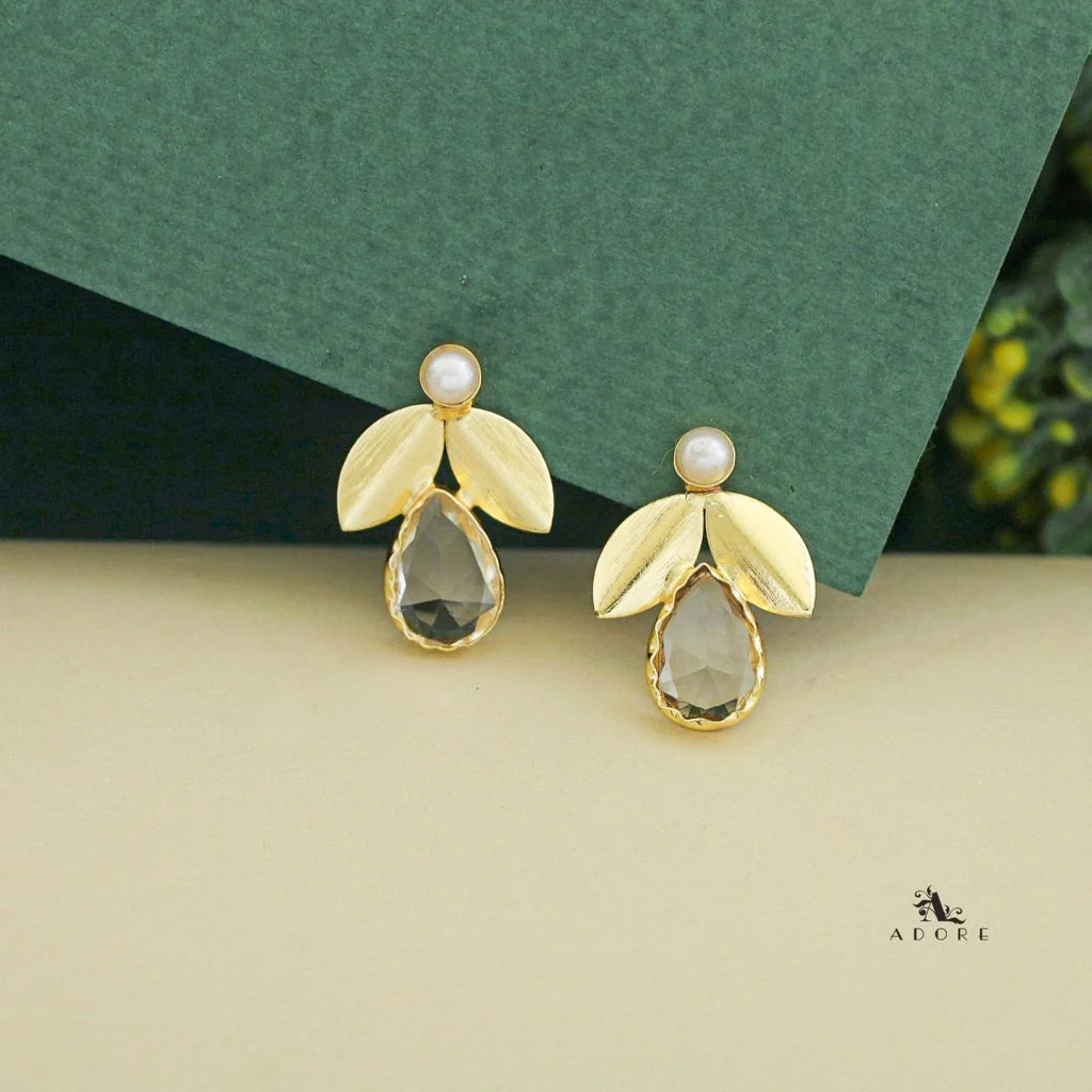 Ajala 2 Fold Leaf Glossy With Pearl Earring - Image 17