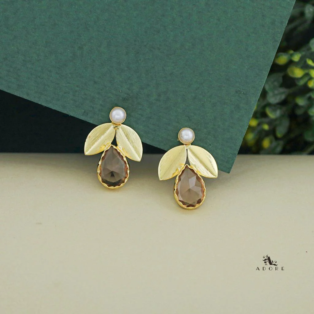 Ajala 2 Fold Leaf Glossy With Pearl Earring - Image 18