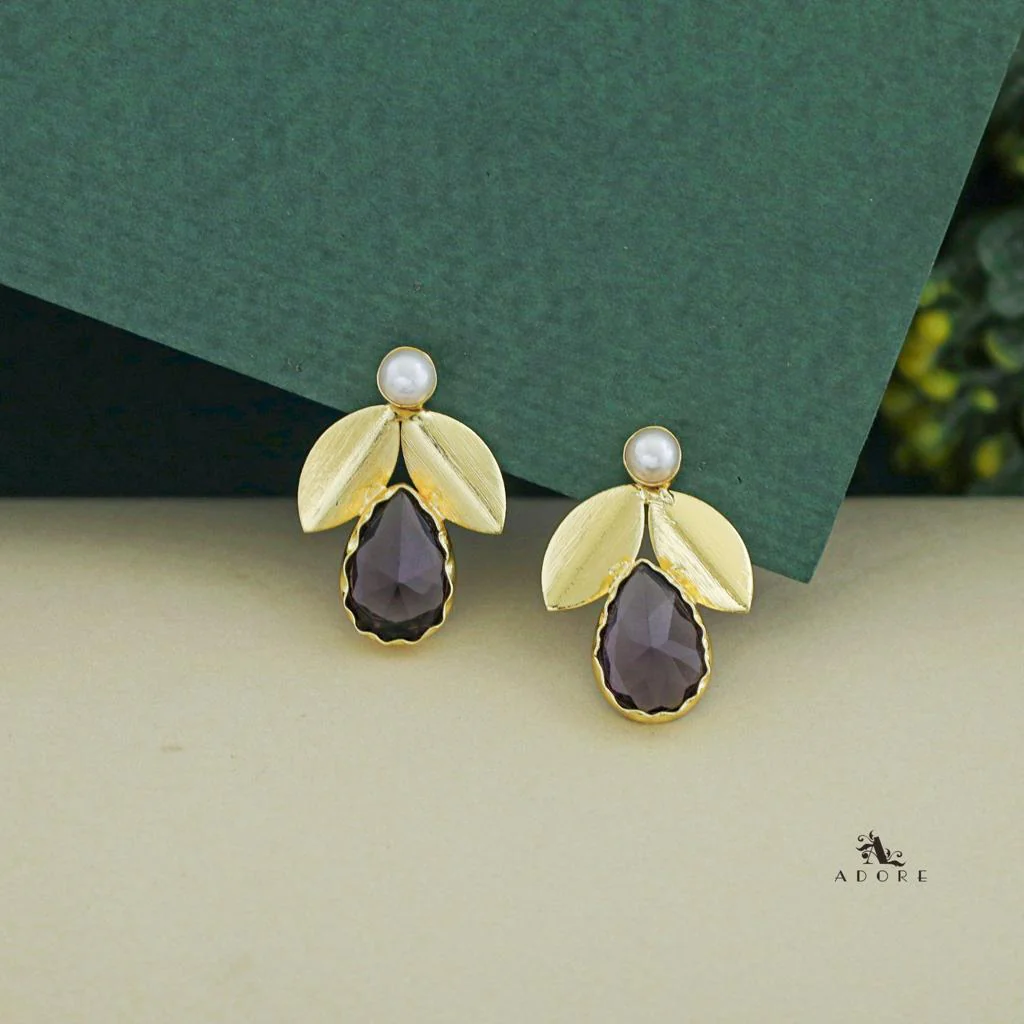 Ajala 2 Fold Leaf Glossy With Pearl Earring - Image 19