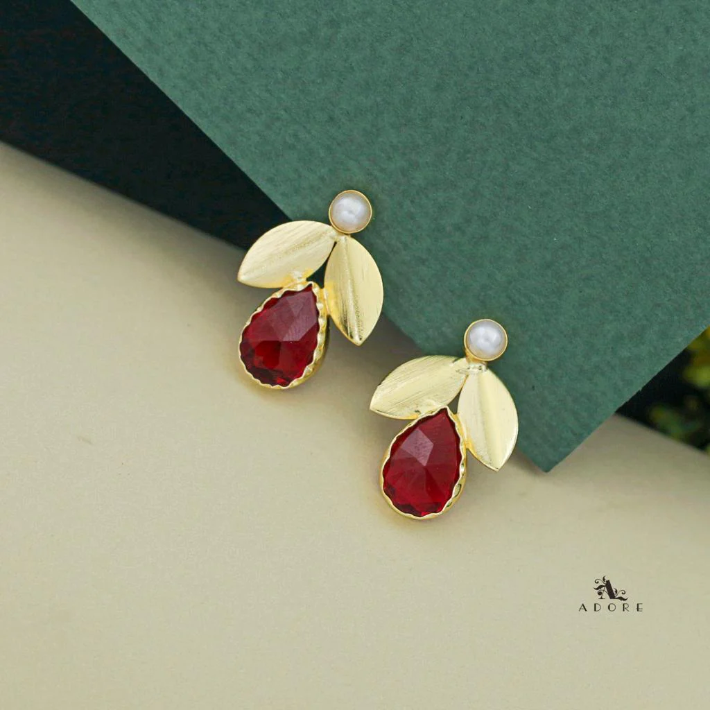 Ajala 2 Fold Leaf Glossy With Pearl Earring - Image 21