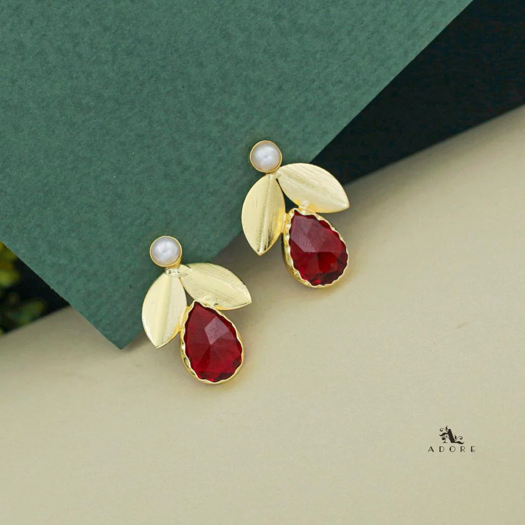 Ajala 2 Fold Leaf Glossy With Pearl Earring - Image 23