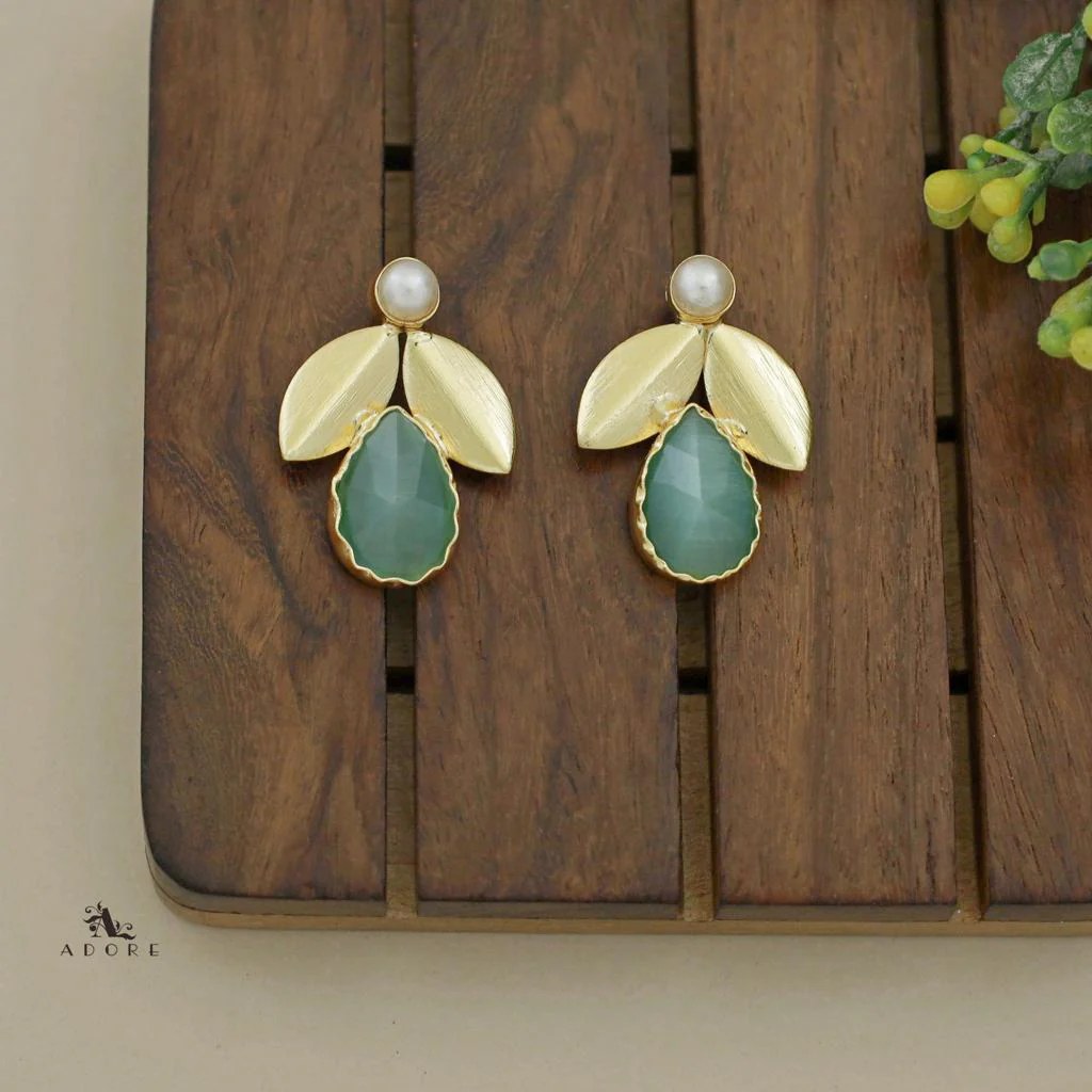 Ajala 2 Fold Leaf Glossy With Pearl Earring - Image 24