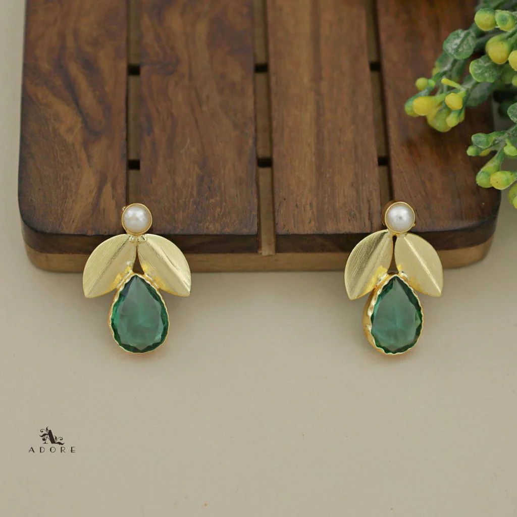 Ajala 2 Fold Leaf Glossy With Pearl Earring - Image 25