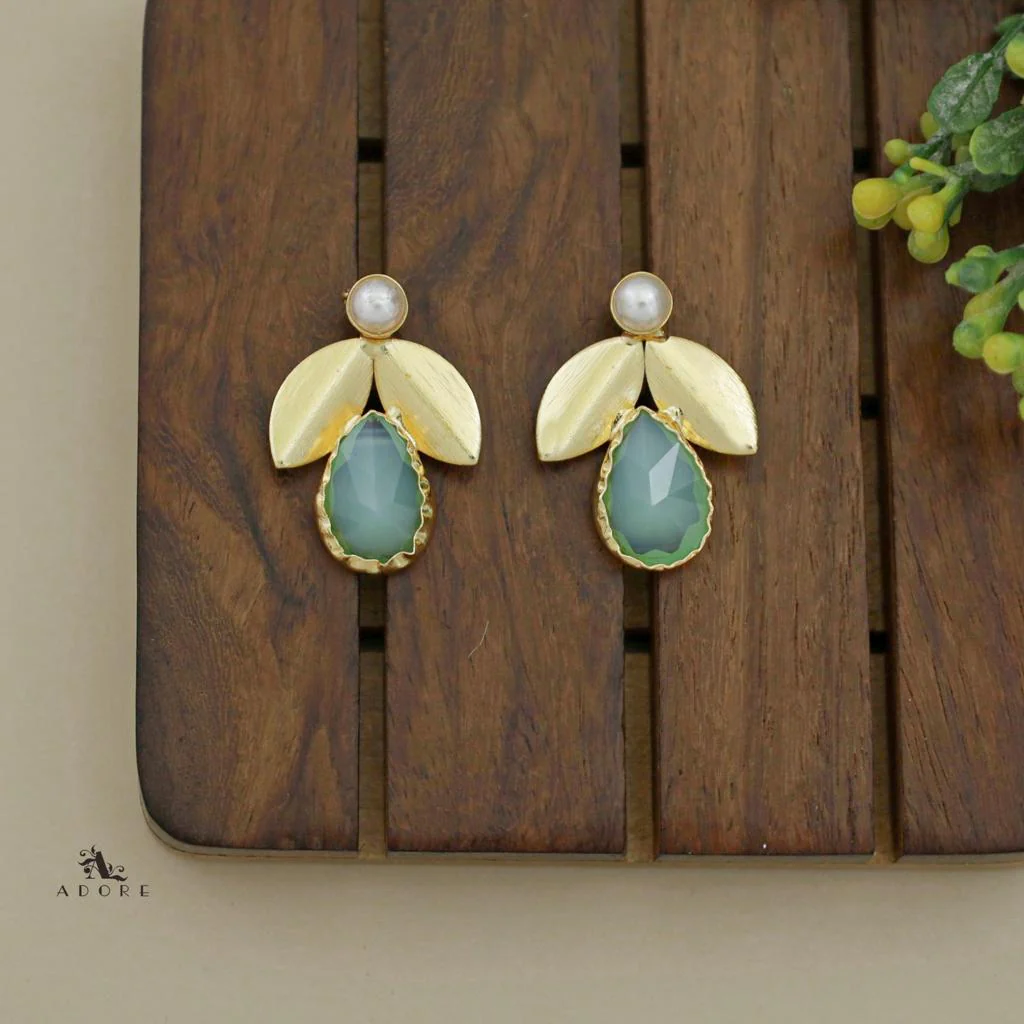 Ajala 2 Fold Leaf Glossy With Pearl Earring - Image 26