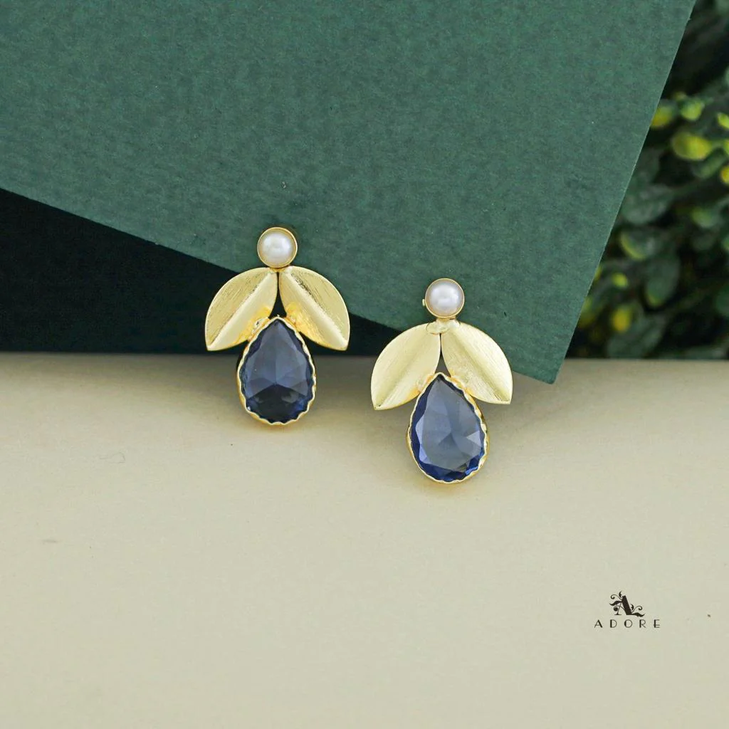 Ajala 2 Fold Leaf Glossy With Pearl Earring - Image 7
