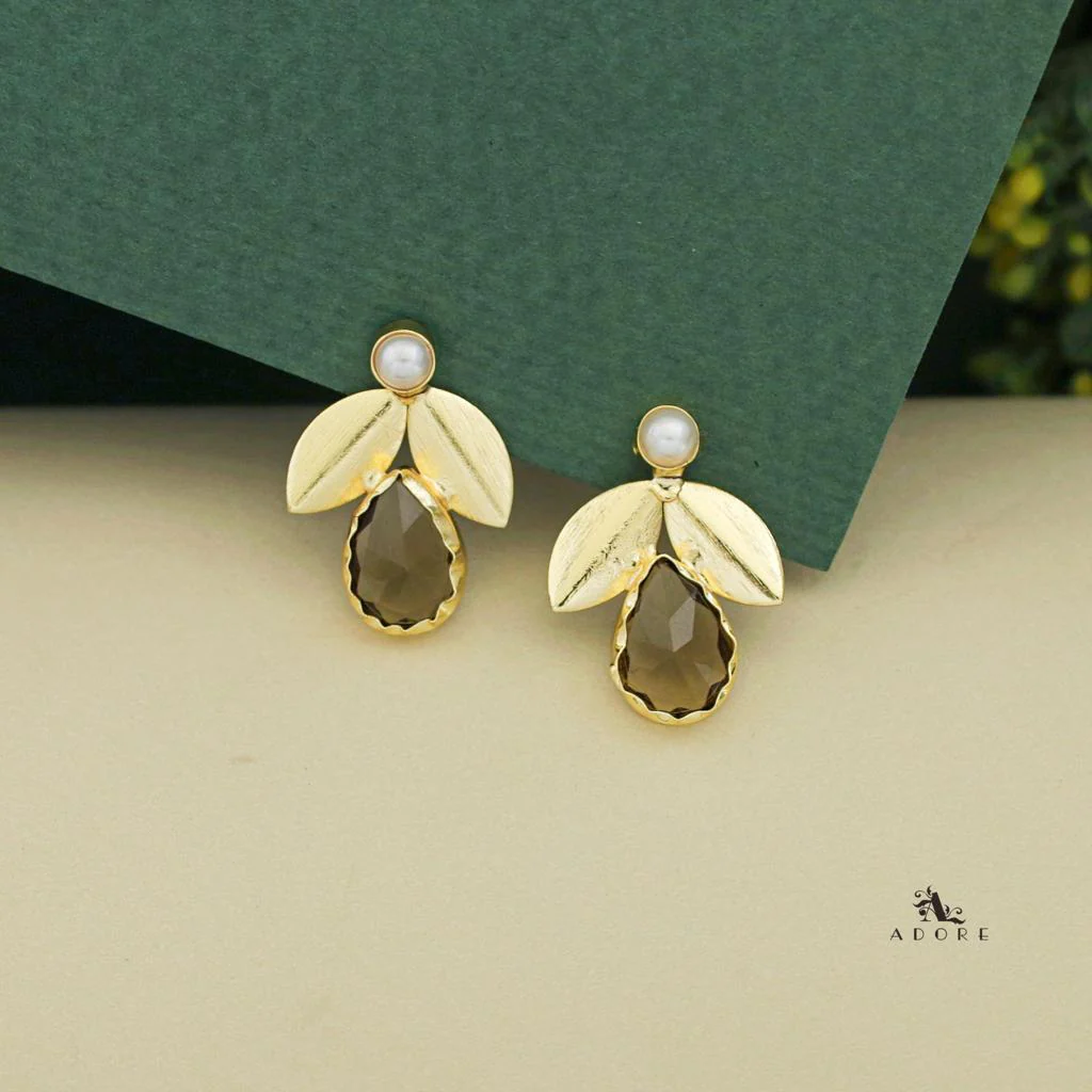 Ajala 2 Fold Leaf Glossy With Pearl Earring - Image 9