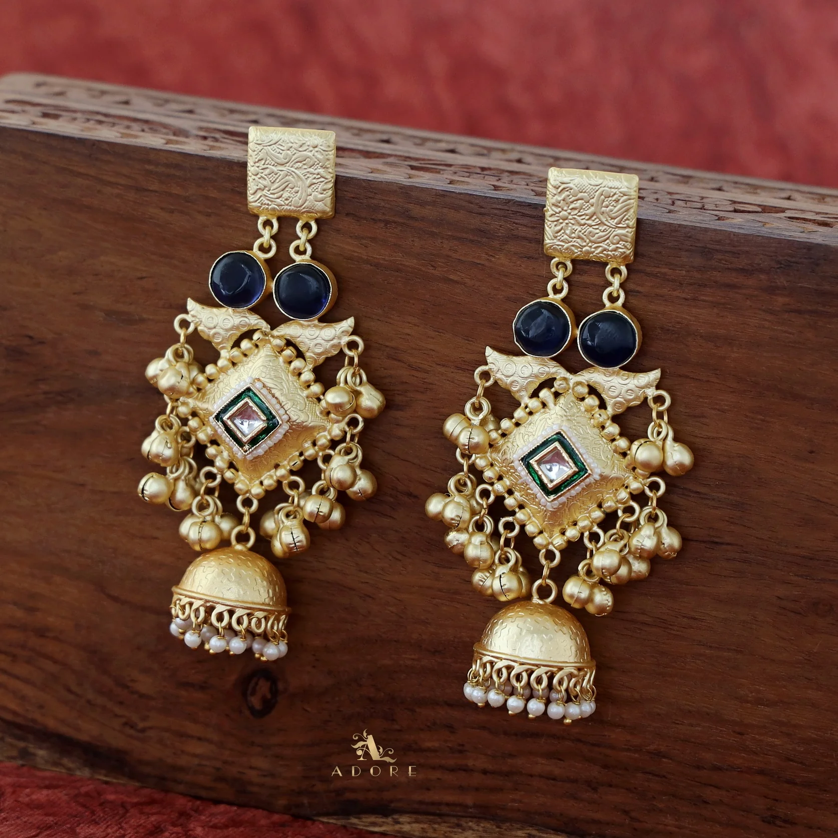 Akshara Golden Ghungroo Kashmiri Long Jhumka - Image 10