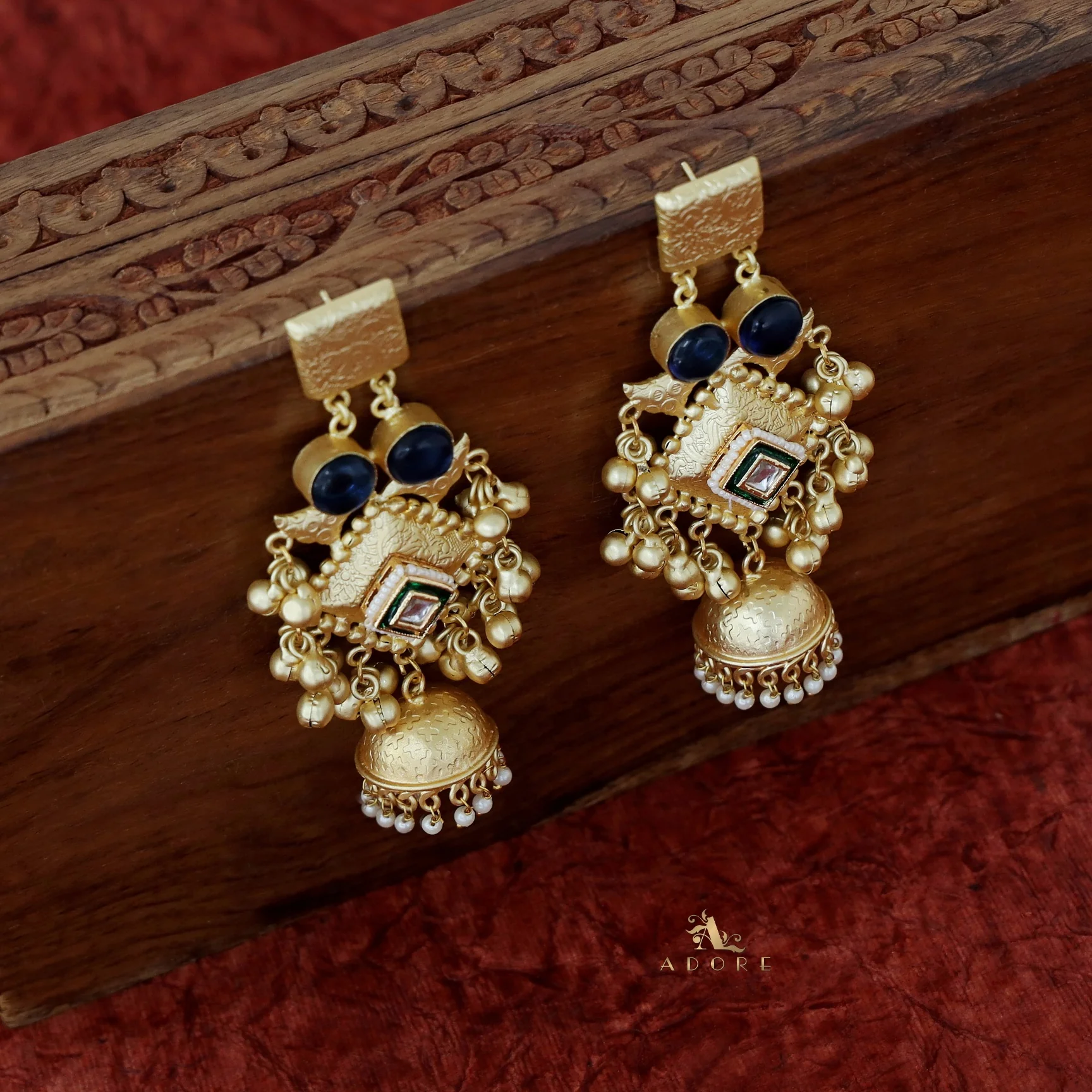 Akshara Golden Ghungroo Kashmiri Long Jhumka - Image 11