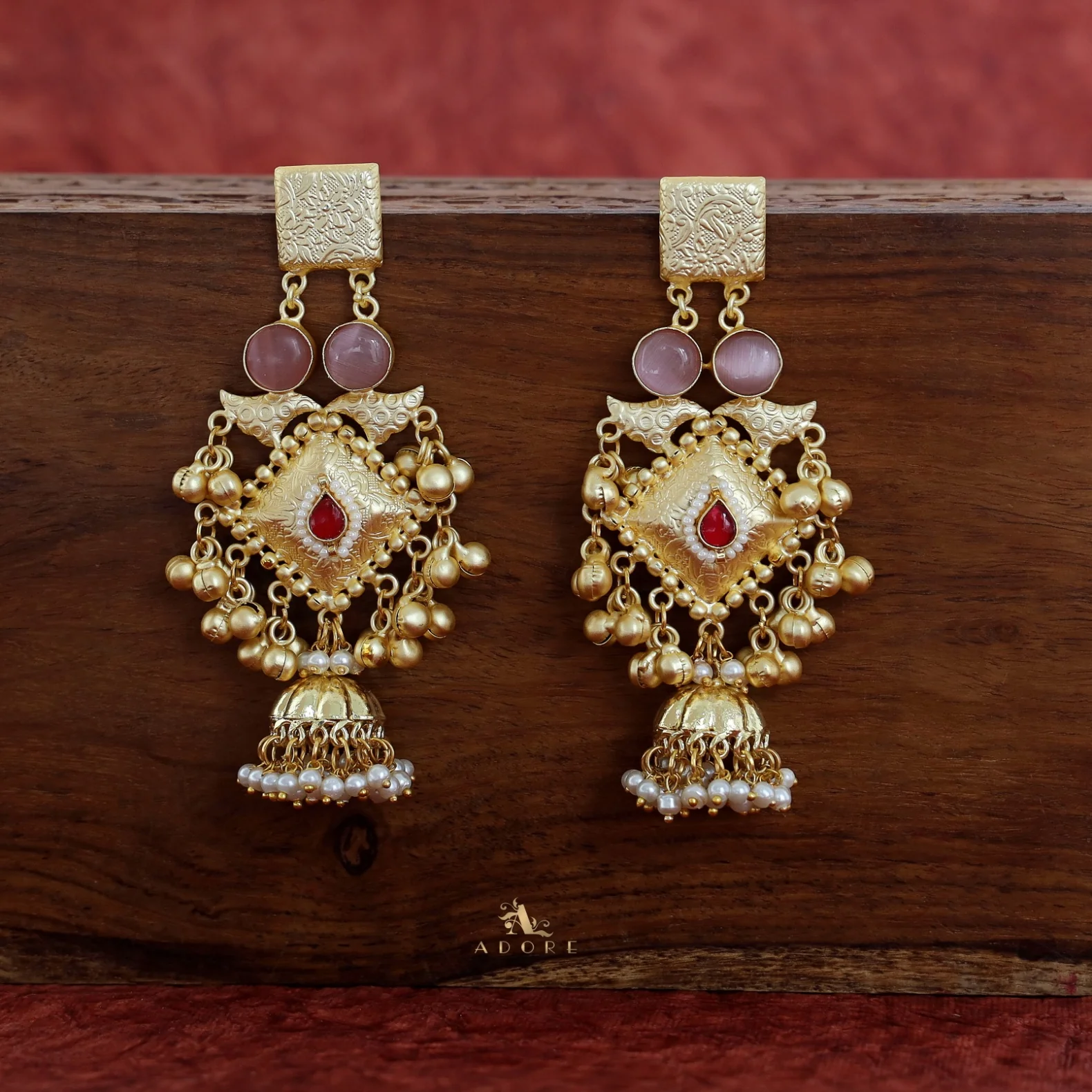 Akshara Golden Ghungroo Kashmiri Long Jhumka - Image 12
