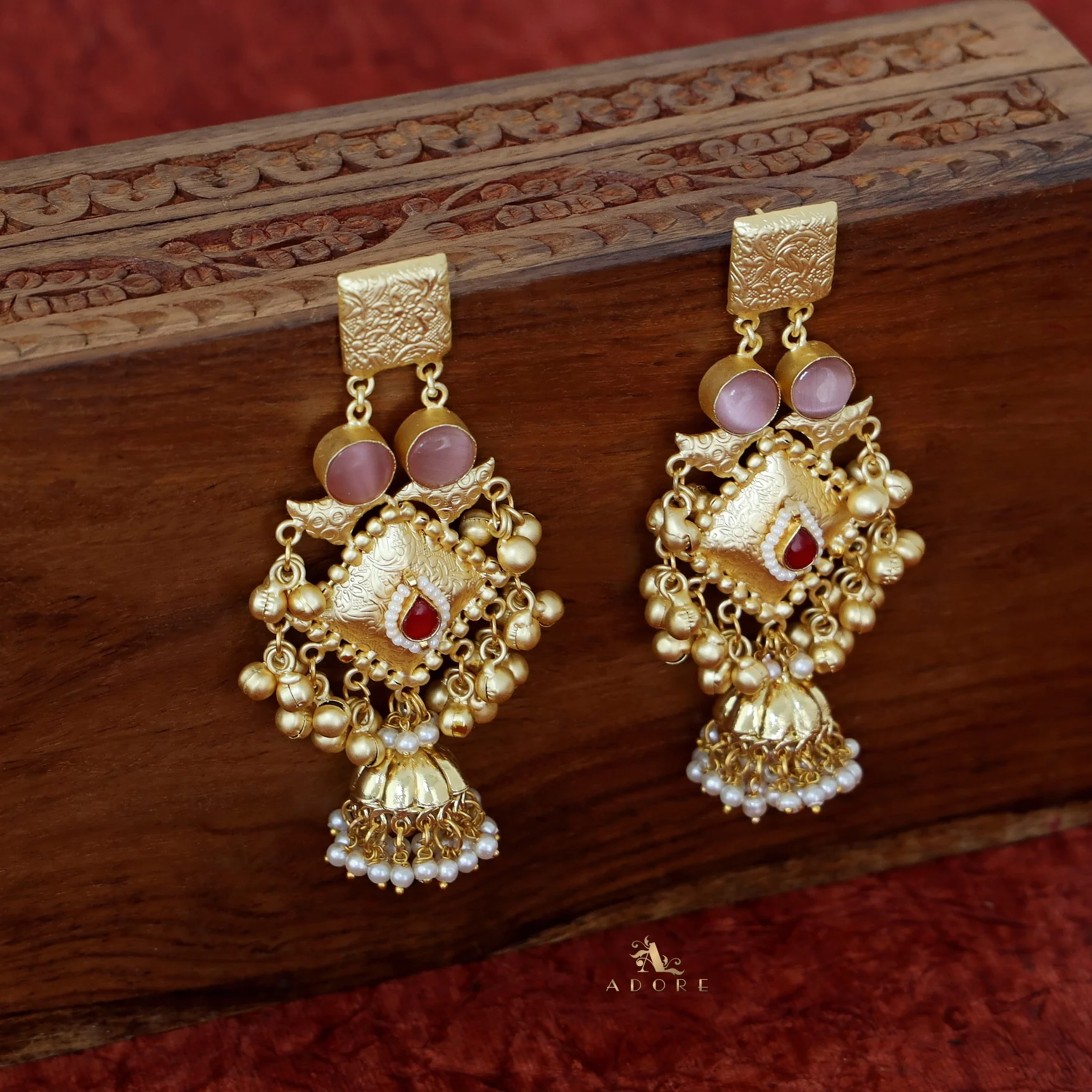 Akshara Golden Ghungroo Kashmiri Long Jhumka - Image 13