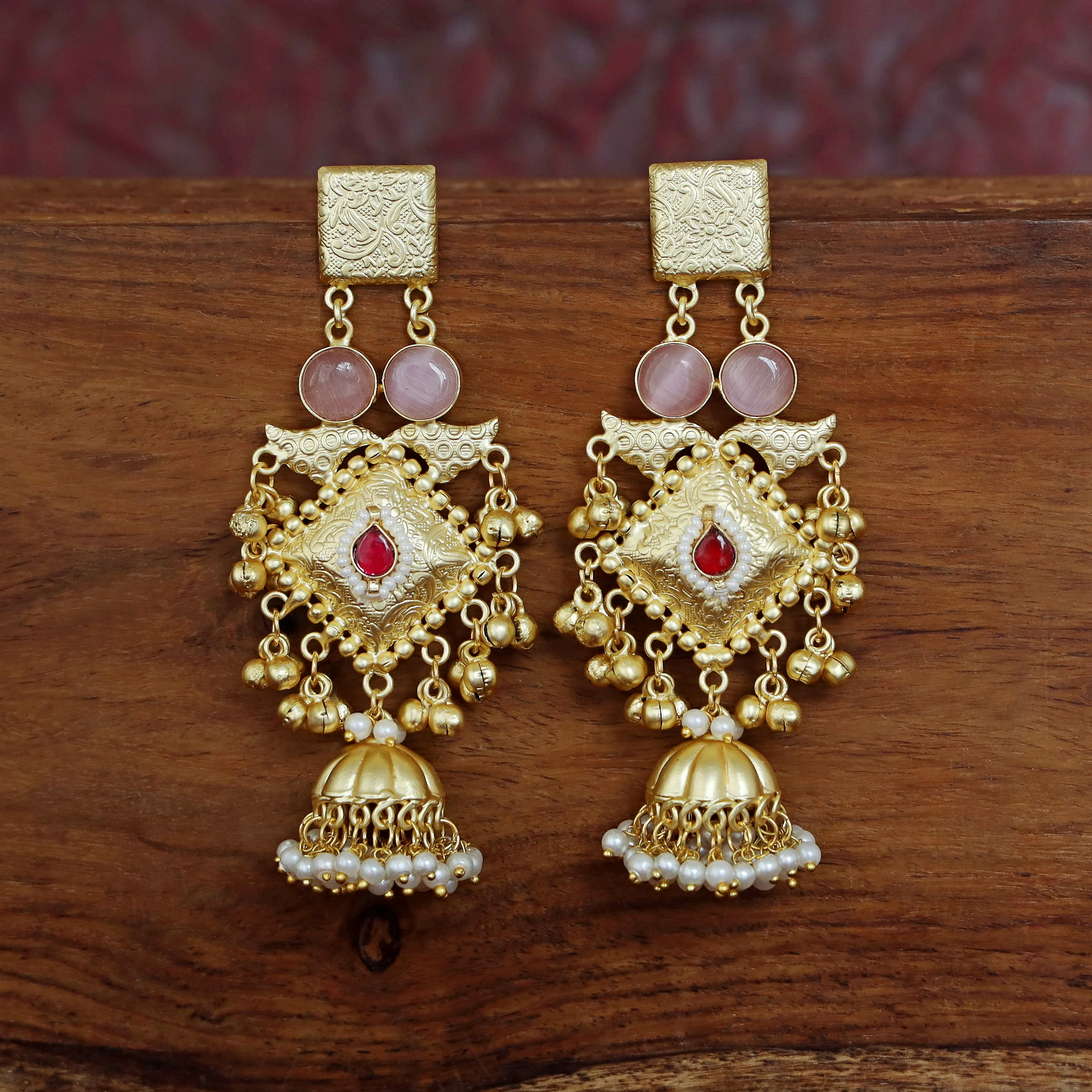 Akshara Golden Ghungroo Kashmiri Long Jhumka - Image 16
