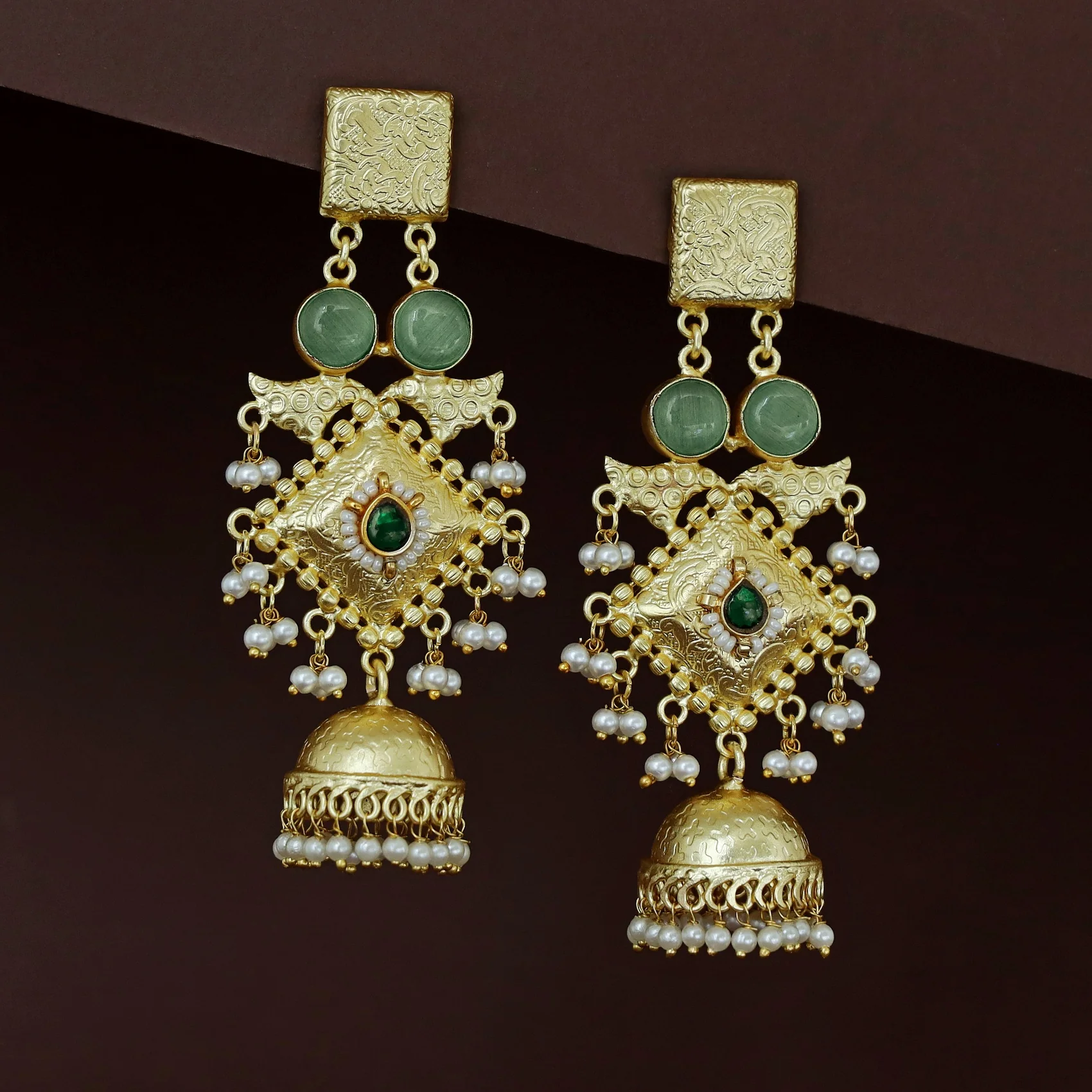 Akshara Golden Ghungroo Kashmiri Long Jhumka - Image 5