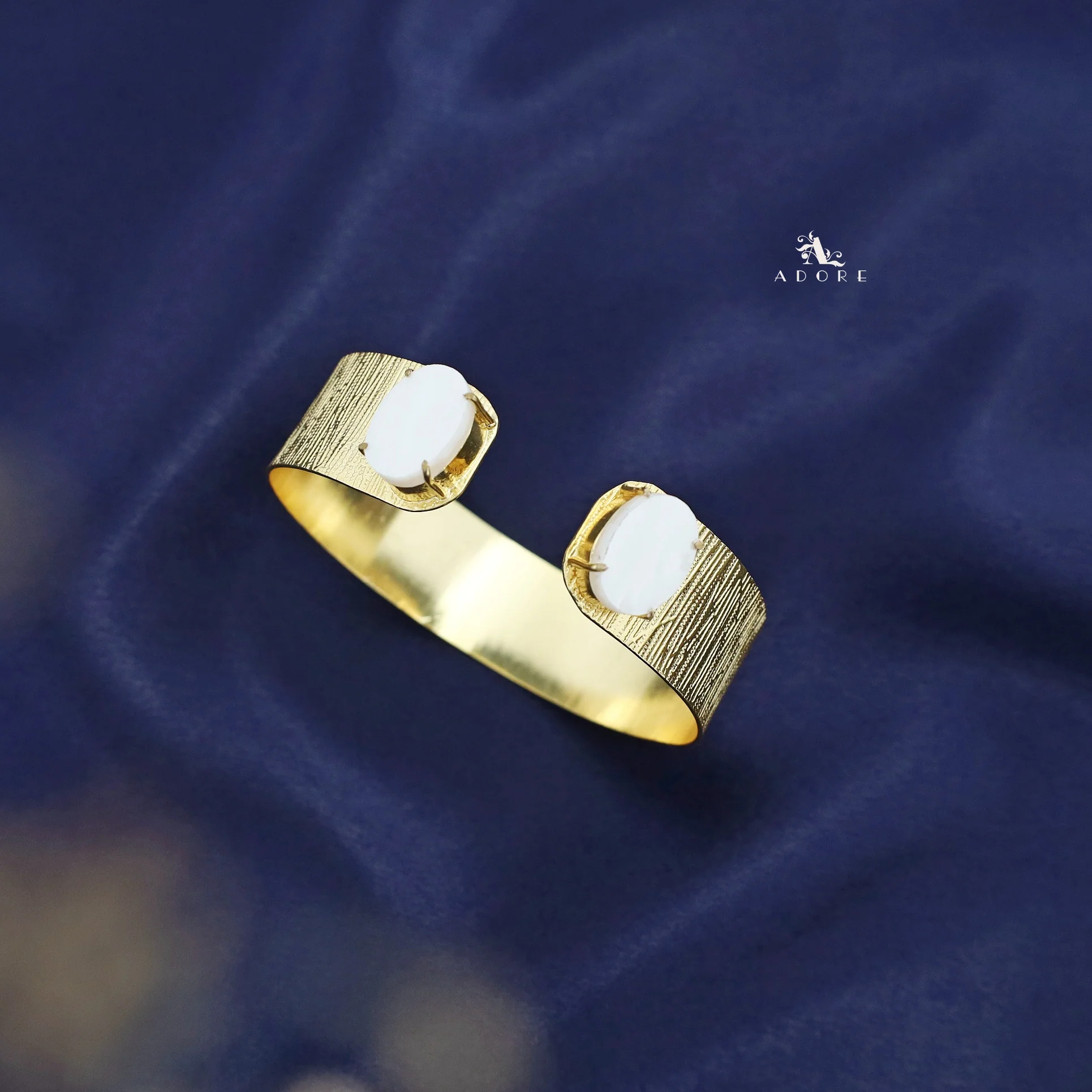 Akshi Textured Golden Claw Dual Oval Glossy Bangle - Image 13