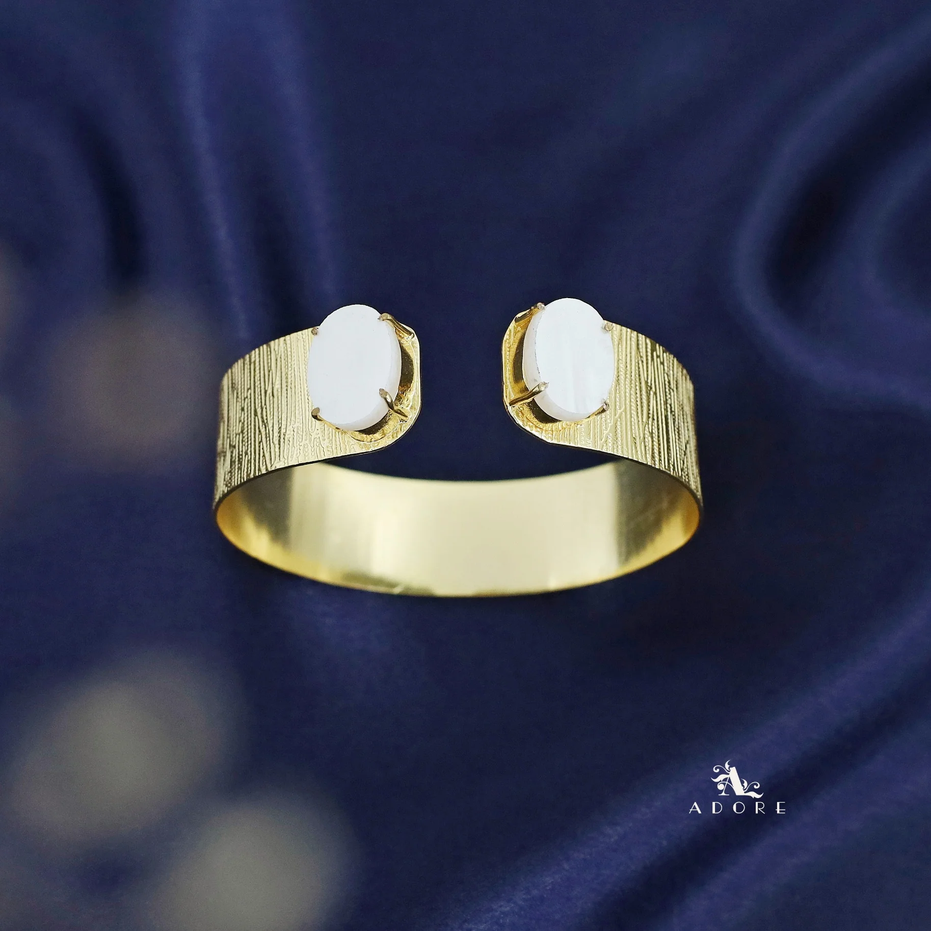 Akshi Textured Golden Claw Dual Oval Glossy Bangle - Image 14