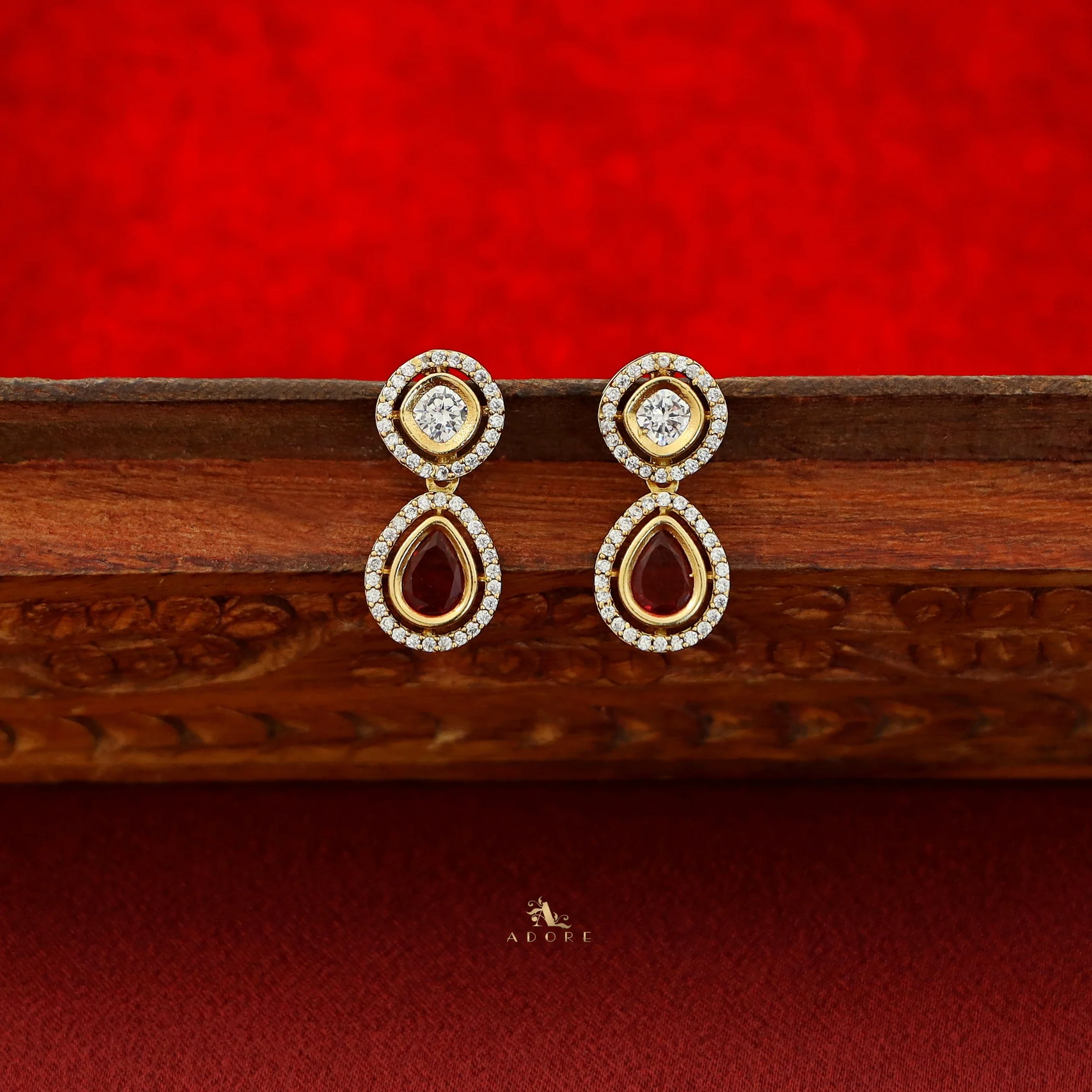 Alakananda Polki Kundan Stiff Short Neckpiece With Earring - Image 11