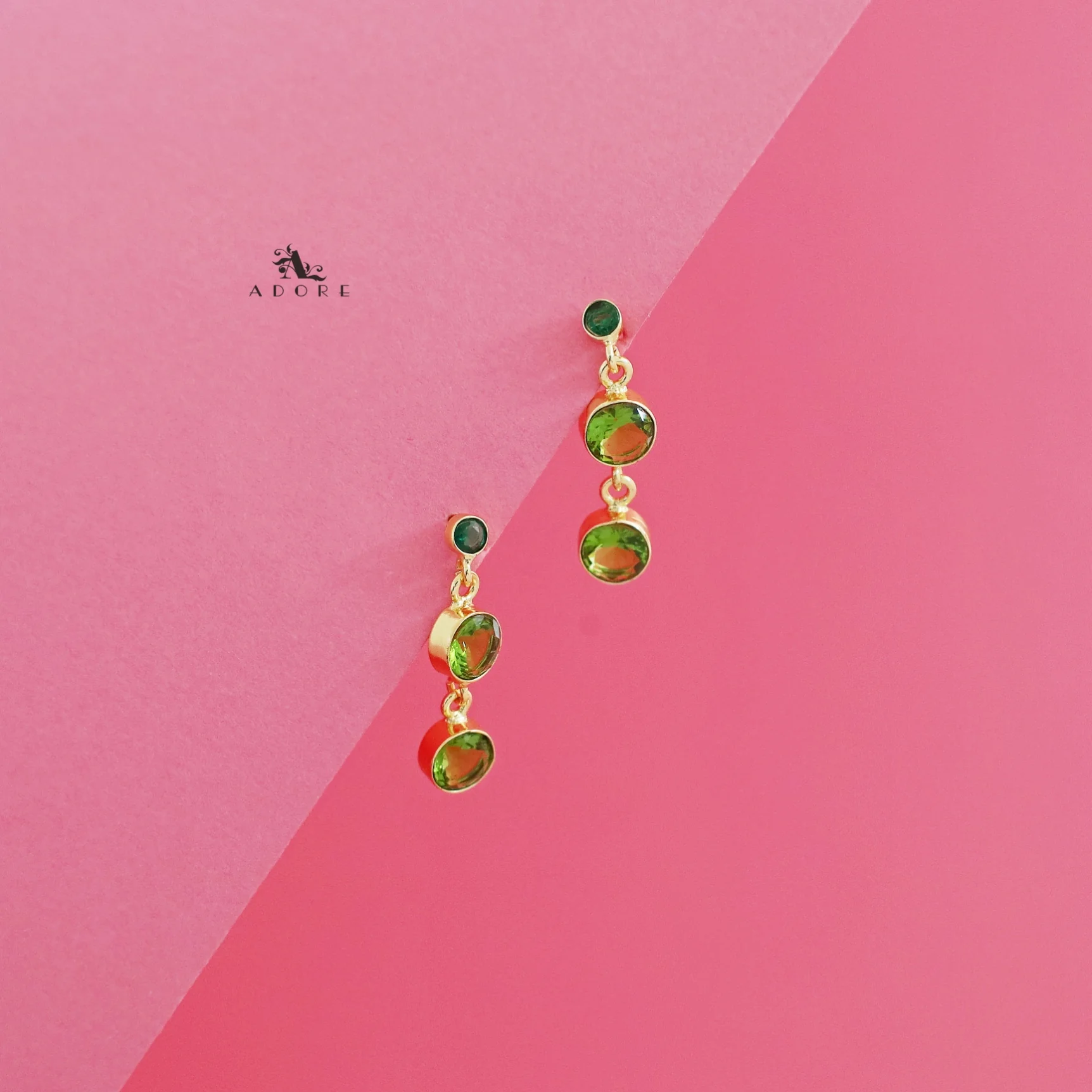 Anasuya Golden Tri Glossy Stone Earring - Image 9