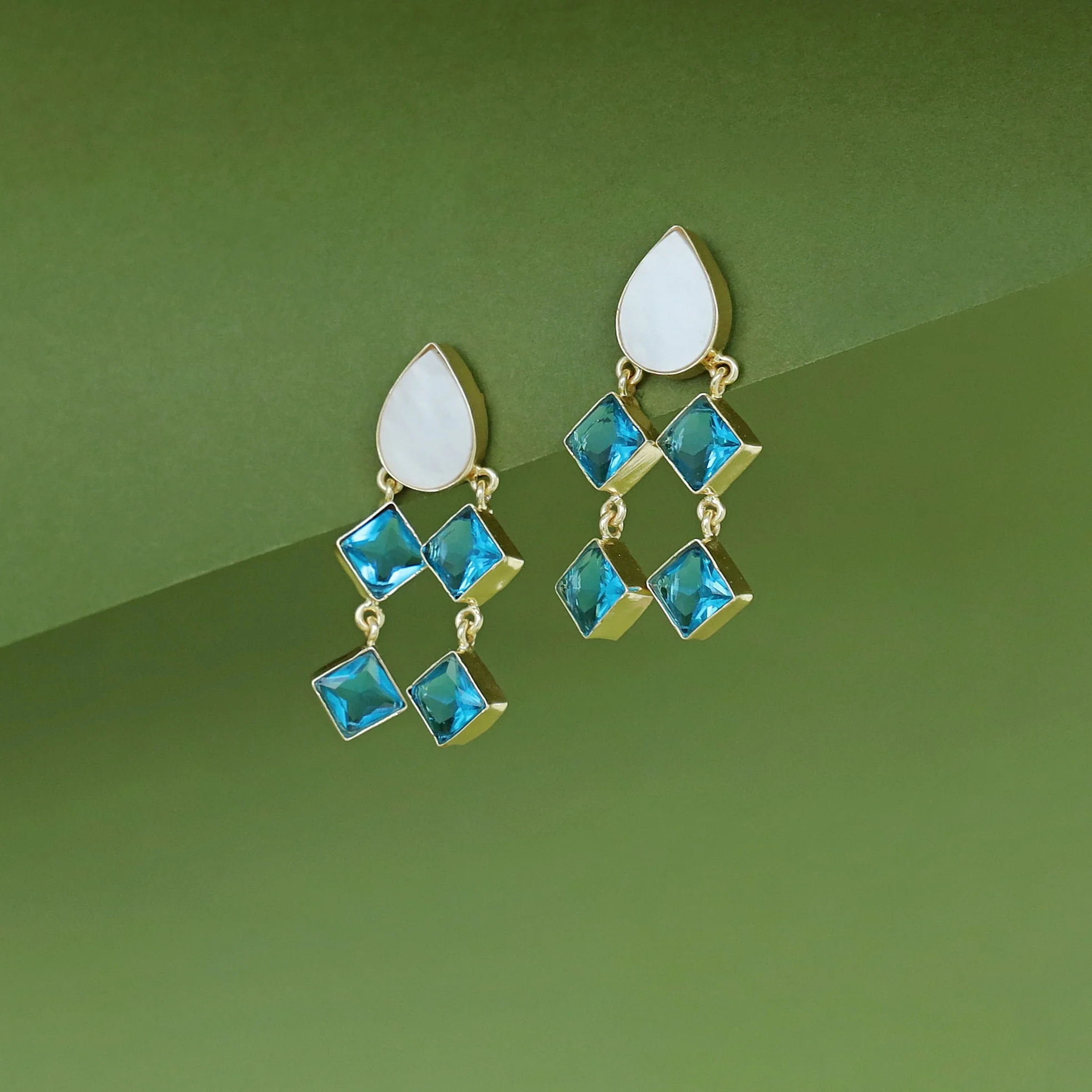 Alaya Drop MOP + Glossy Diamond Earring - Image 8