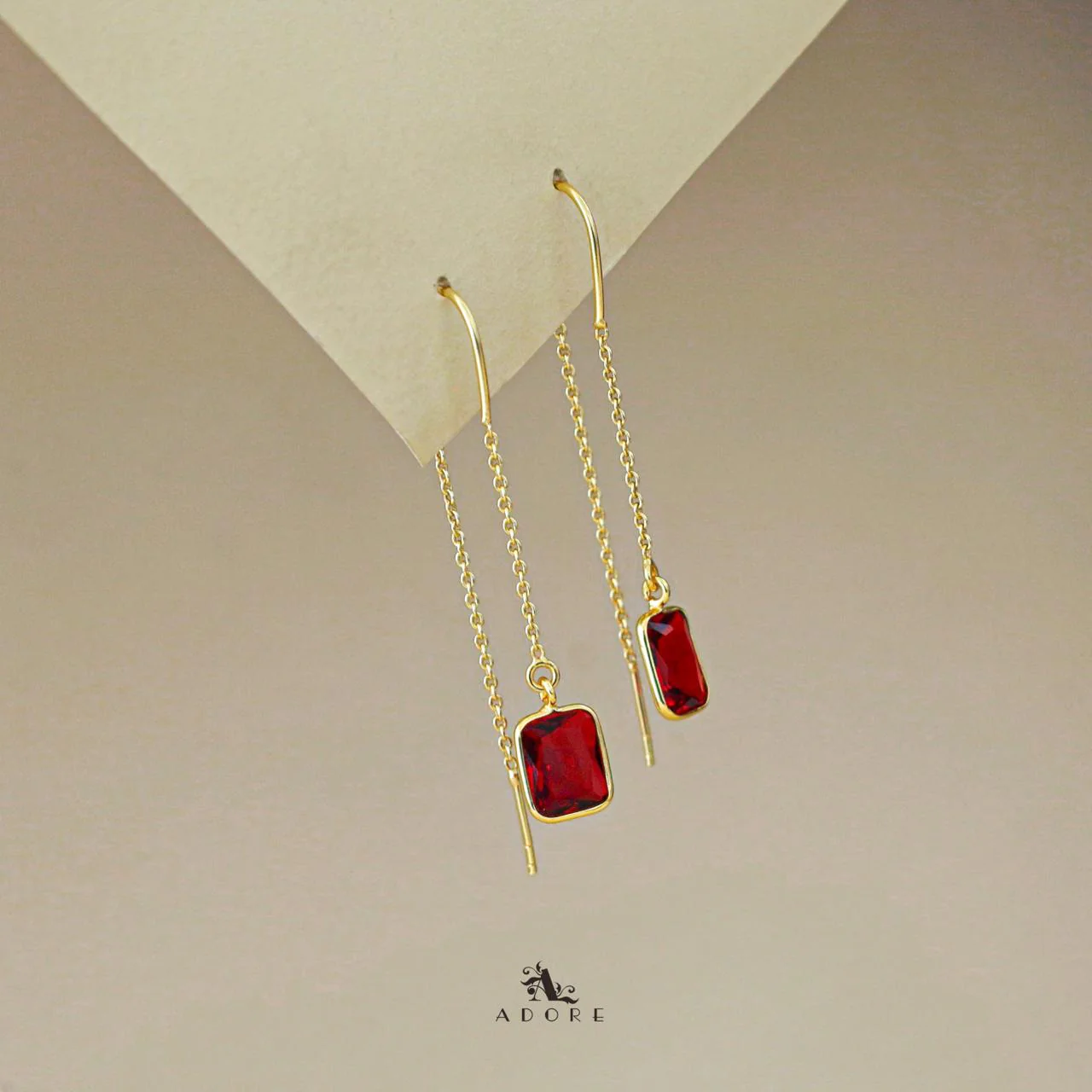 Albina Glossy Square Needle and Thread Earring - Image 10