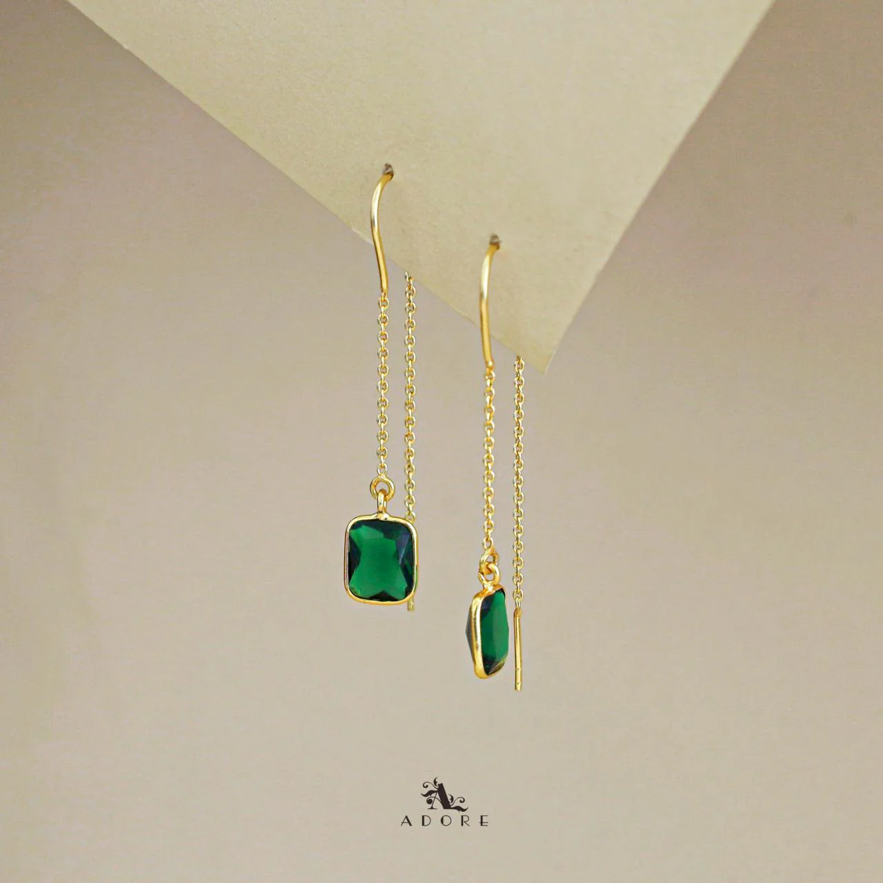 Albina Glossy Square Needle and Thread Earring - Image 2