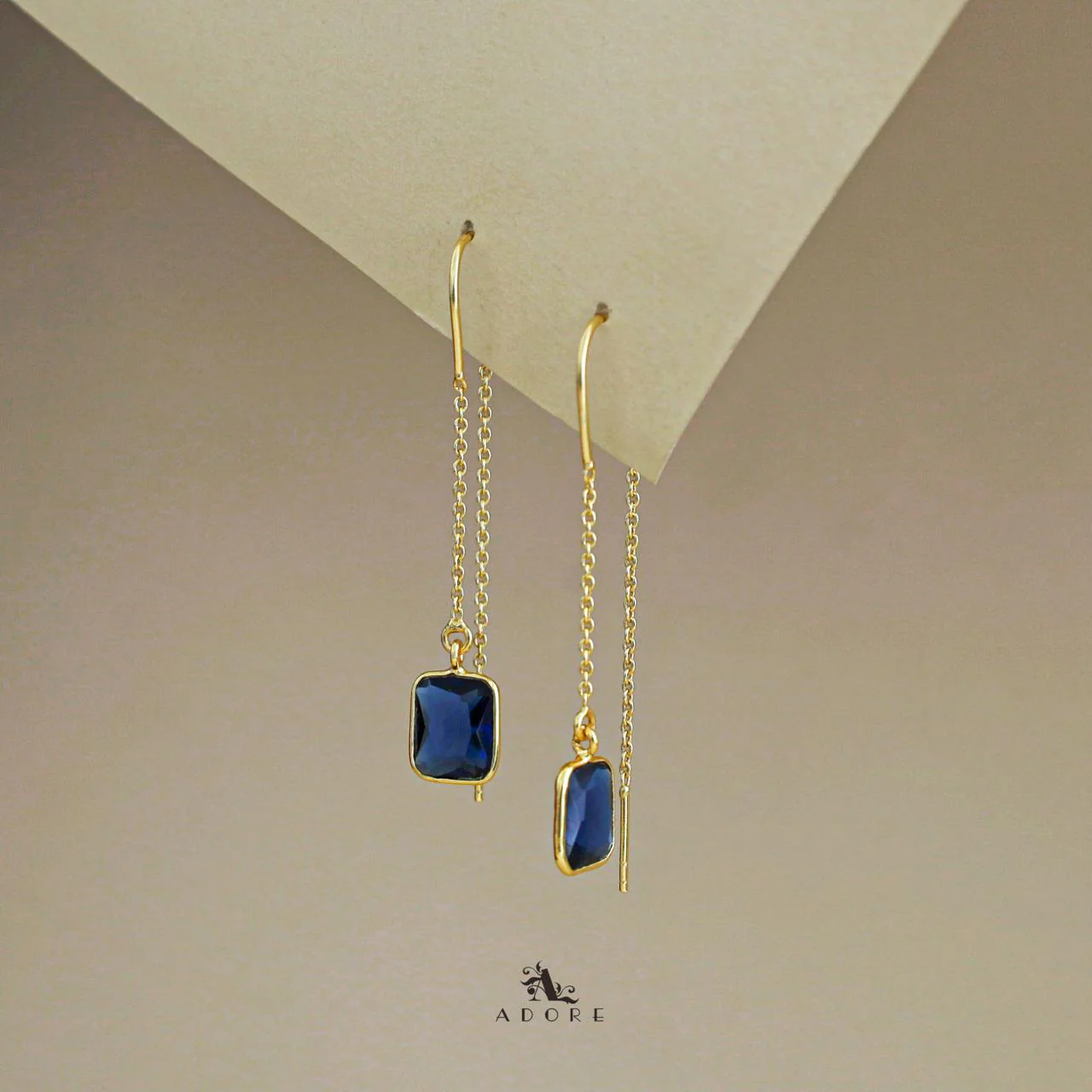 Albina Glossy Square Needle and Thread Earring - Image 3