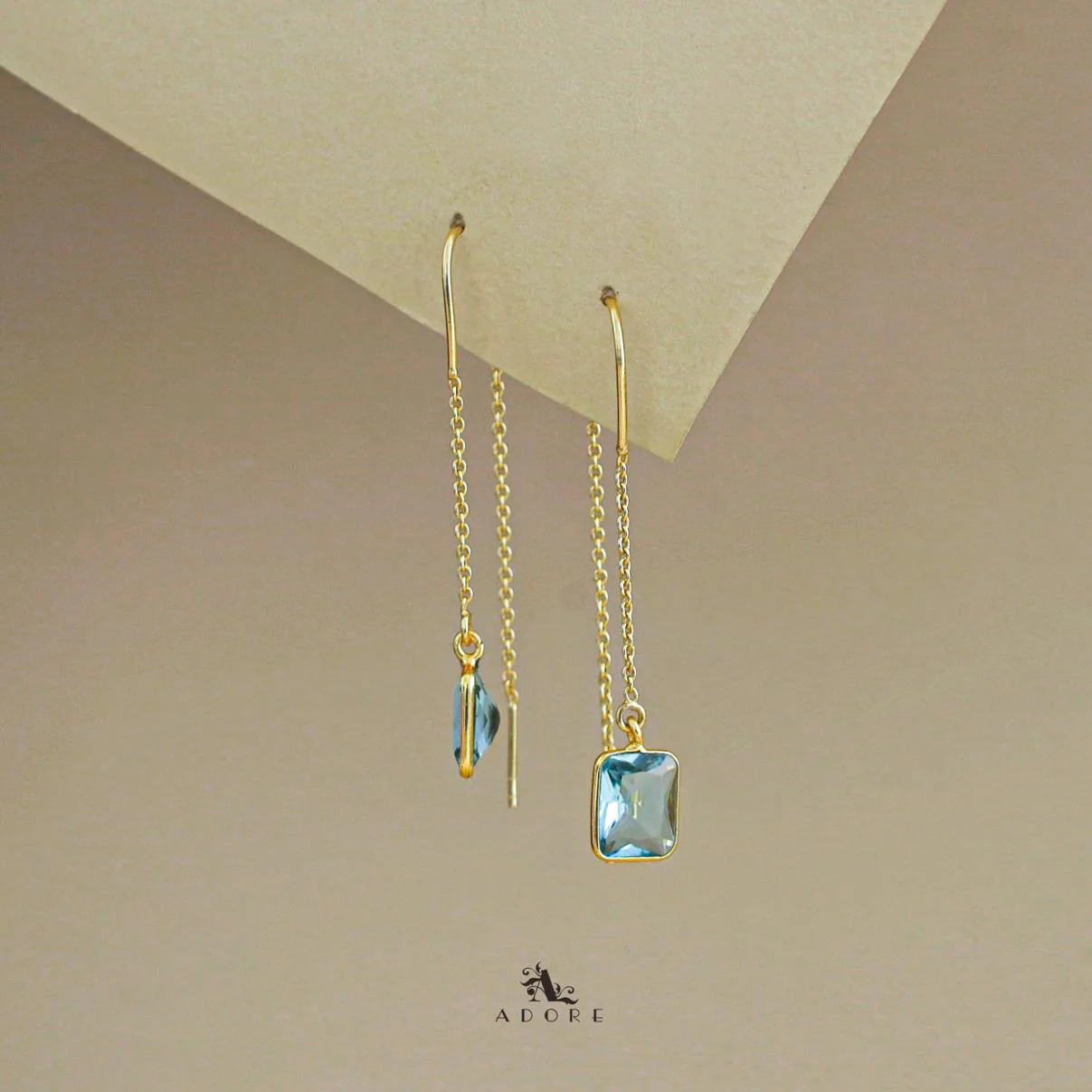 Albina Glossy Square Needle and Thread Earring - Image 4