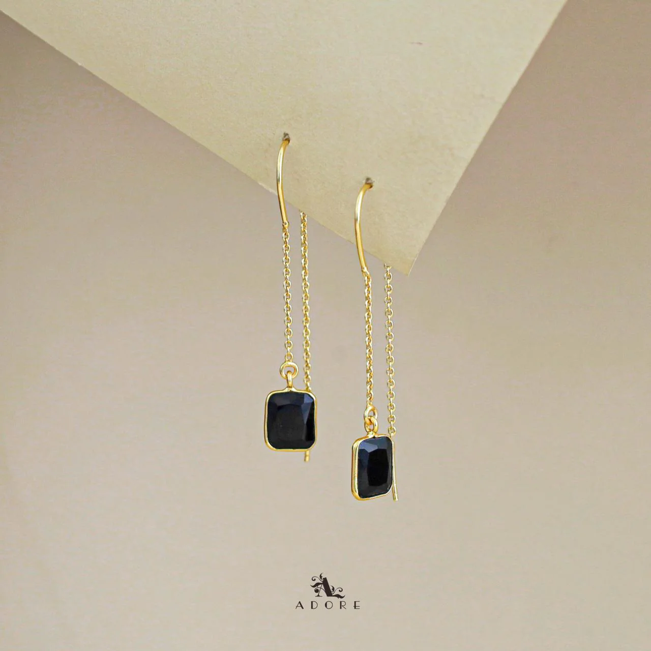 Albina Glossy Square Needle and Thread Earring - Image 5