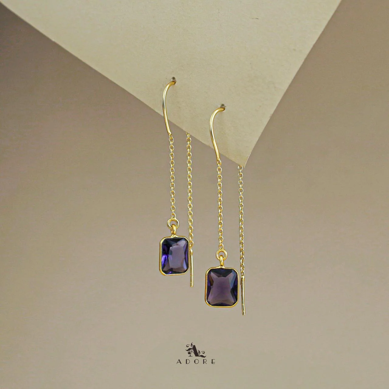 Albina Glossy Square Needle and Thread Earring - Image 6