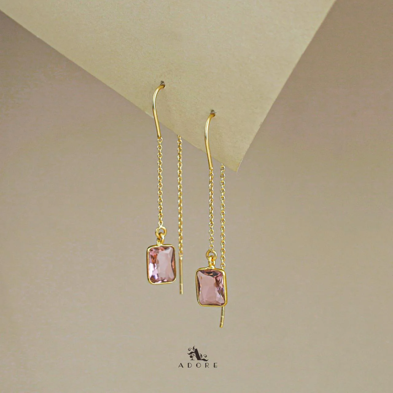 Albina Glossy Square Needle and Thread Earring - Image 7