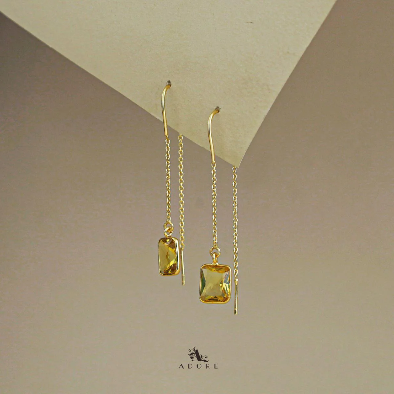 Albina Glossy Square Needle and Thread Earring - Image 8