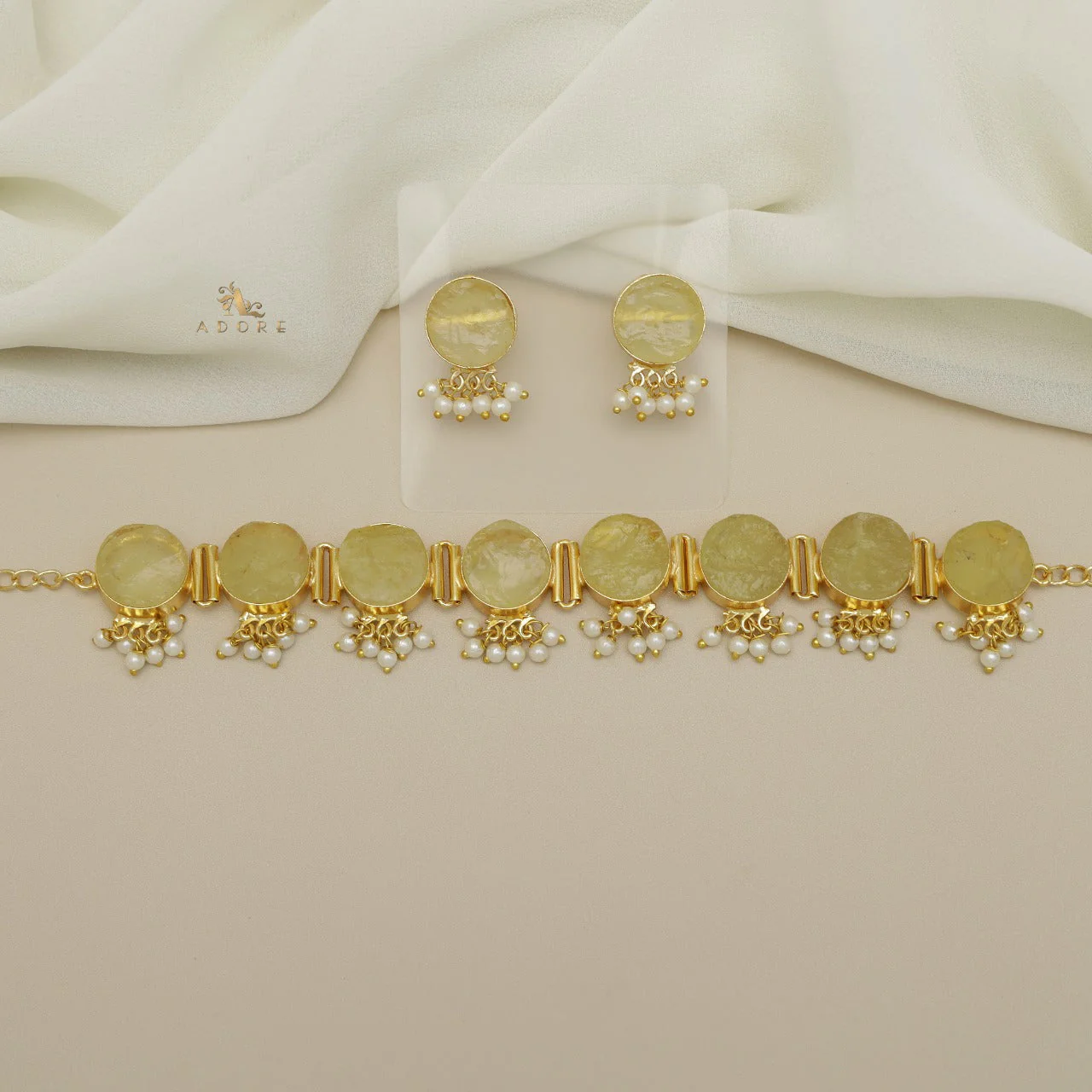 Alessandra Raw Stone Pearl Choker With Stud - Image 3