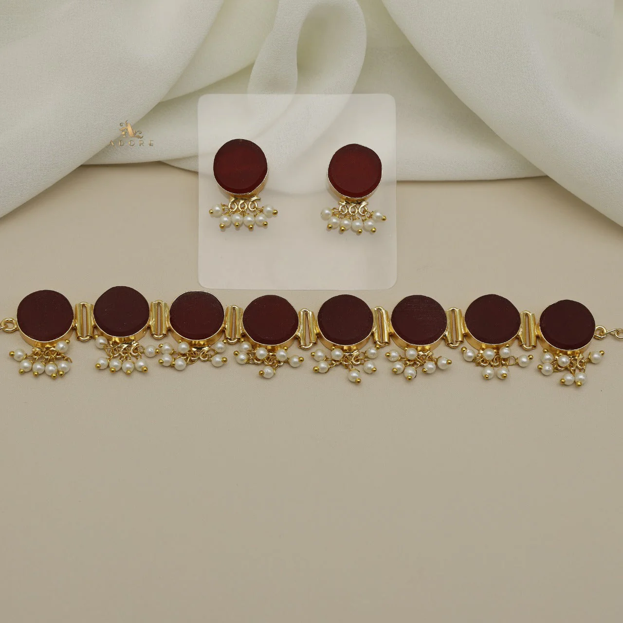 Alessandra Raw Stone Pearl Choker With Stud - Image 5