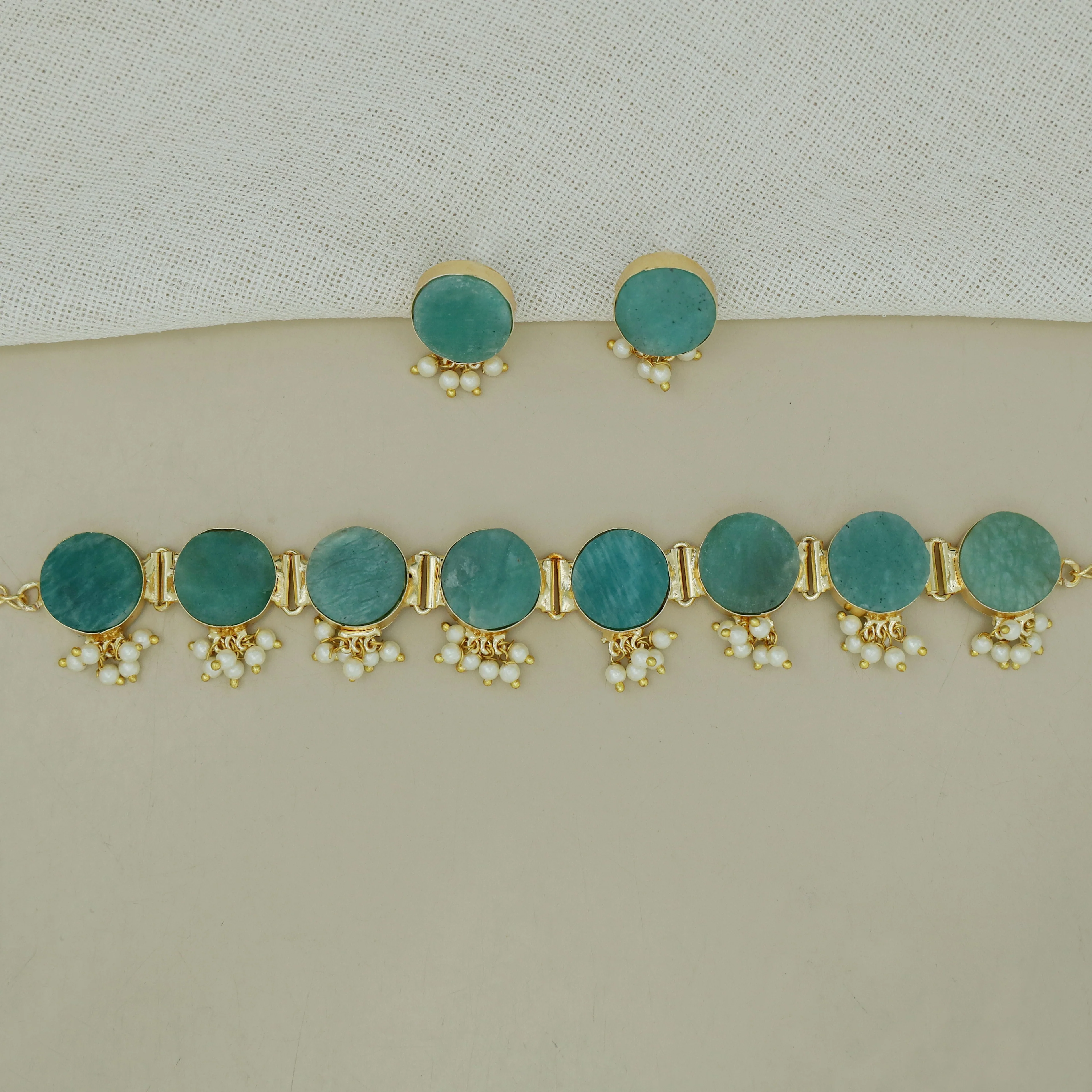 Alessandra Raw Stone Pearl Choker With Stud - Image 6