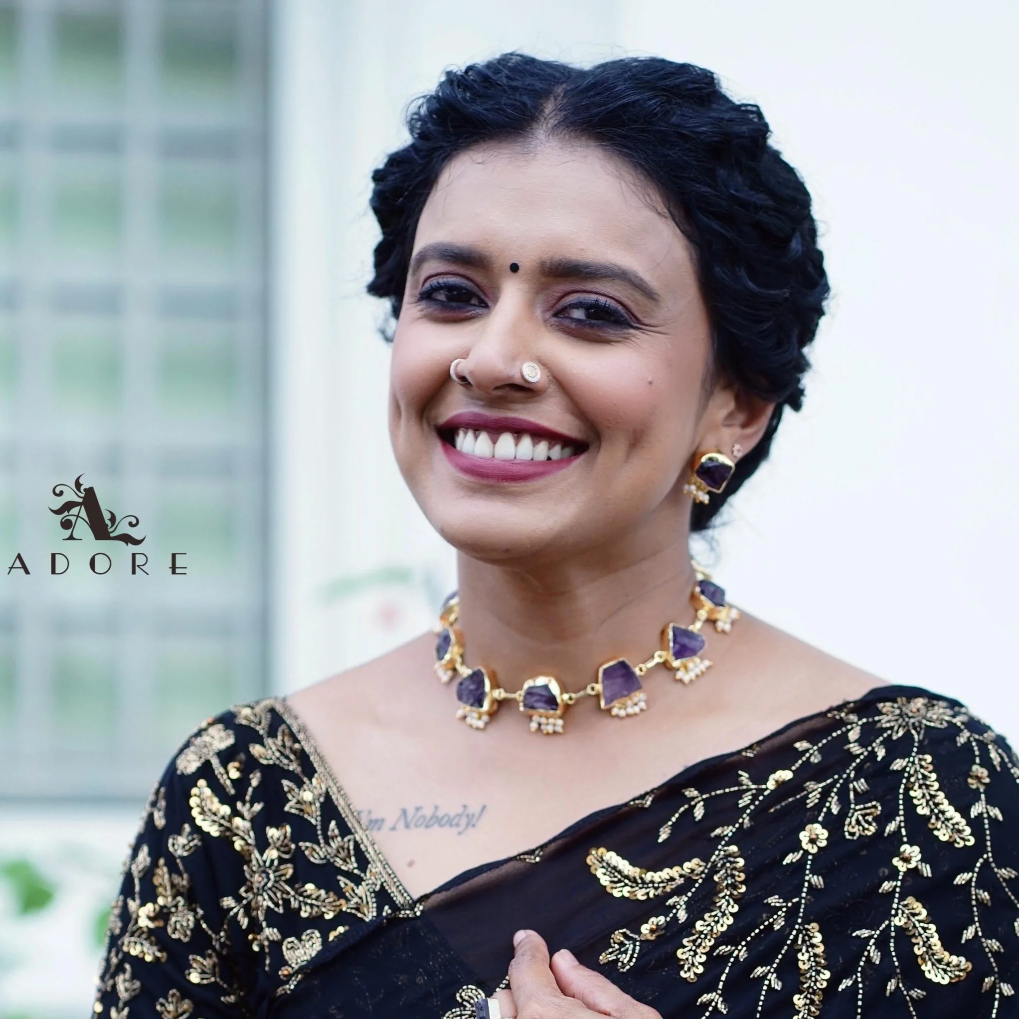 Alessandria Raw Stone Pearl Short Neckpiece With Earring - Image 16