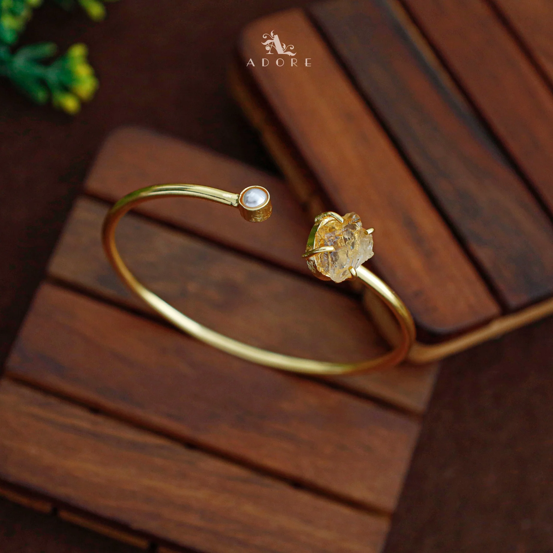 Alicia Raw Stone Pearl Bangle - Image 10