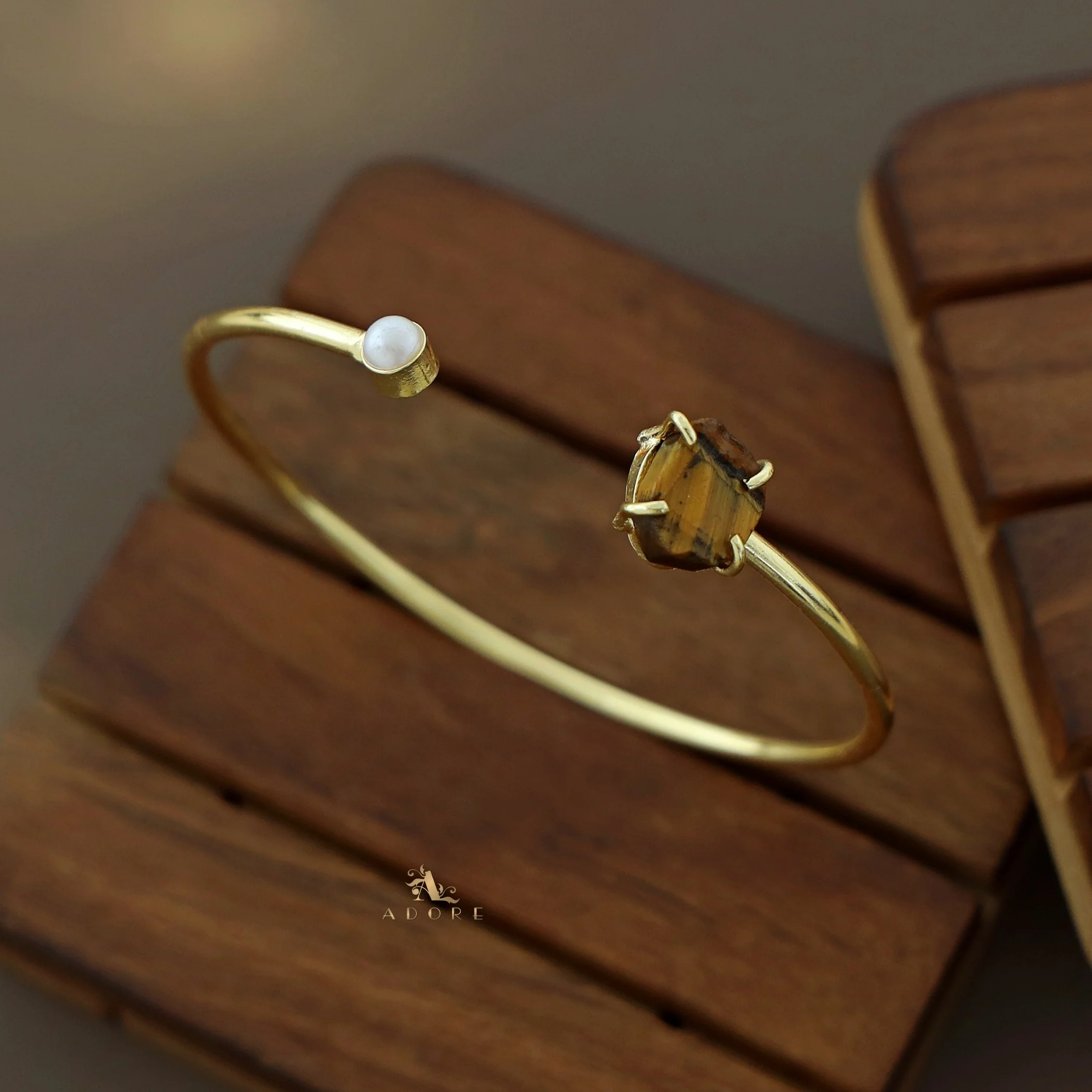 Alicia Raw Stone Pearl Bangle - Image 11